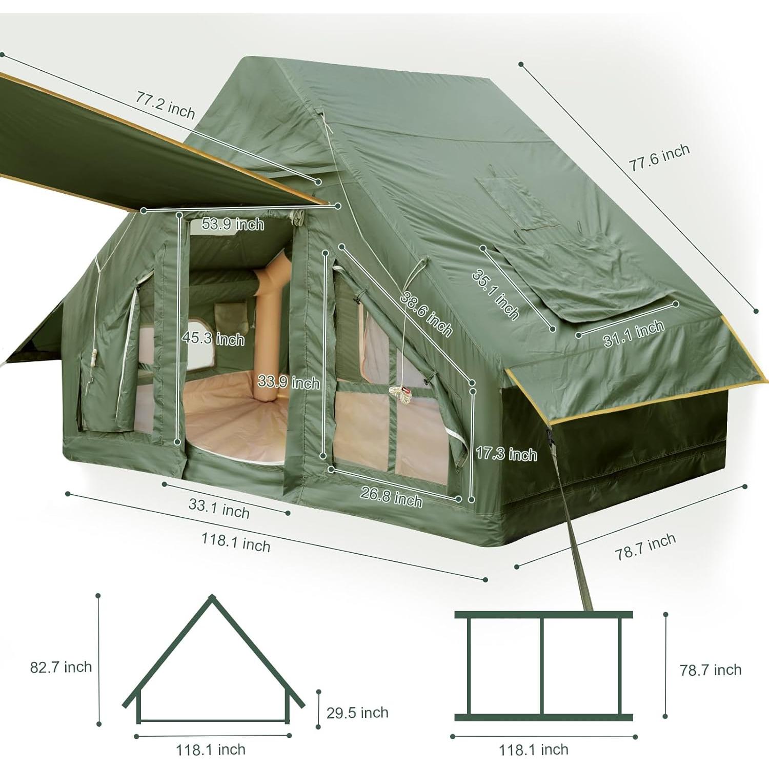 Tienda de Camping Inflable KIKILIVE para 4-6 Personas Impermeable