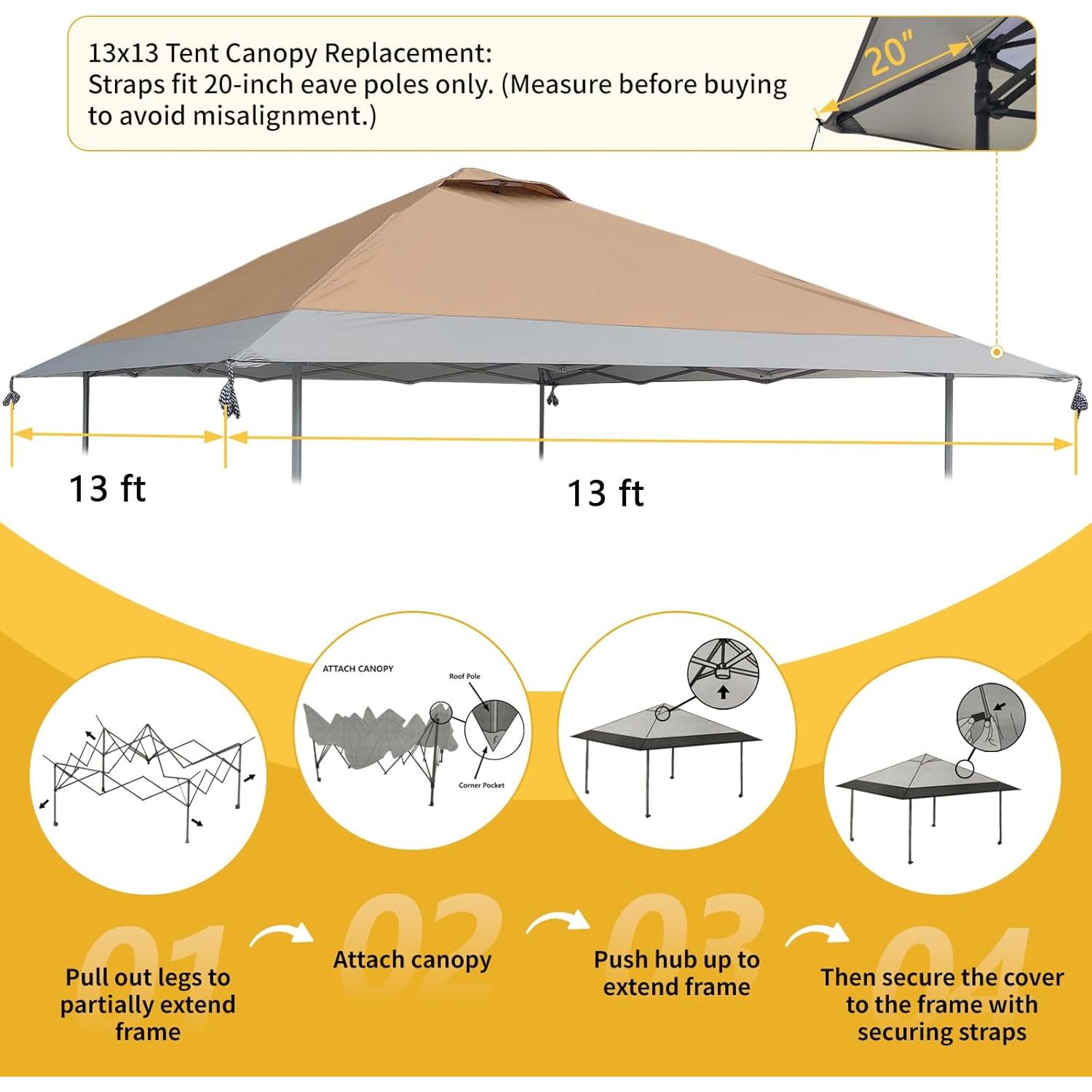 Cubierta de Reemplazo 13x13 D&ONEHOS Impermeable Oxford 300D