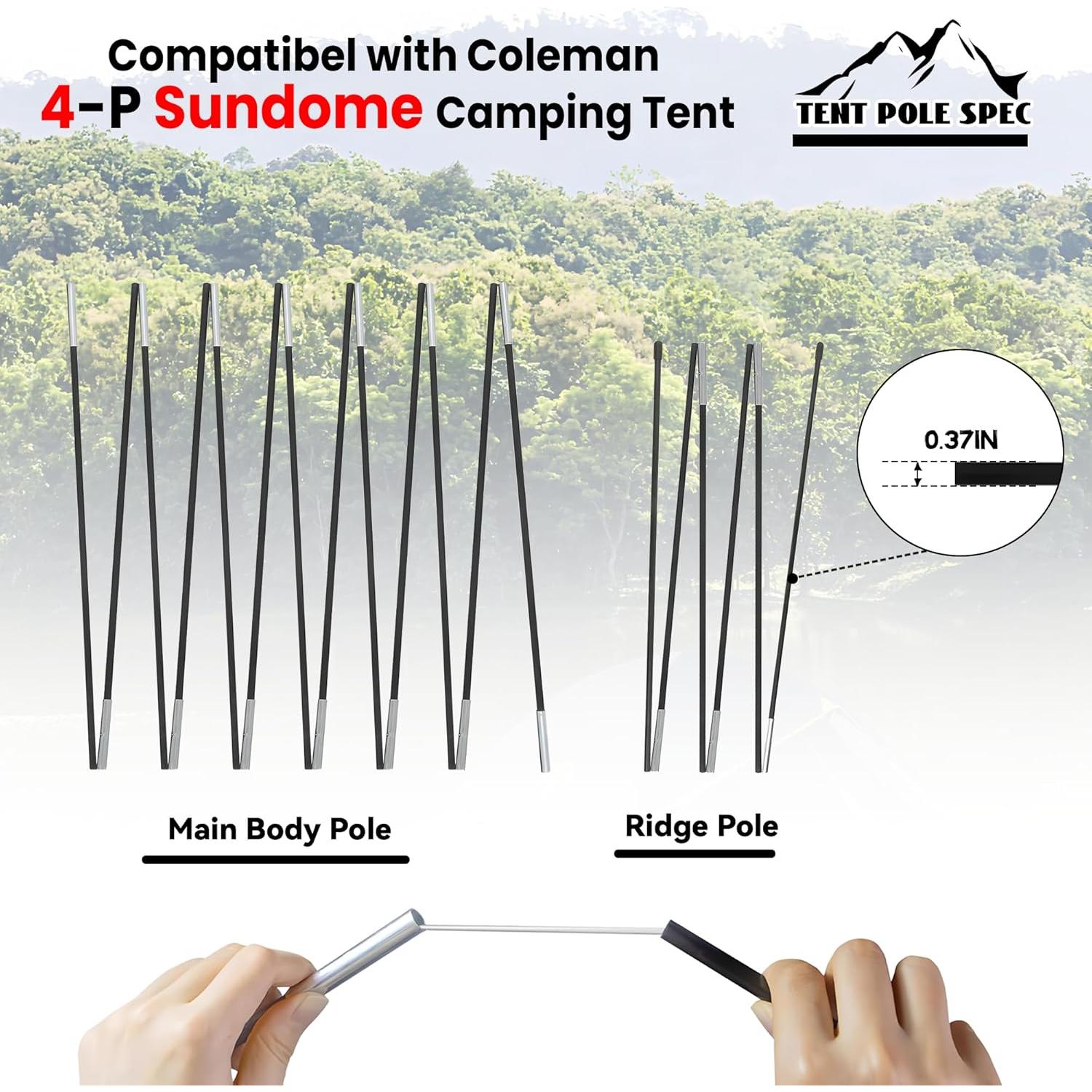 Varillas de Reemplazo Vekclit para Carpa Coleman Sundome 4P