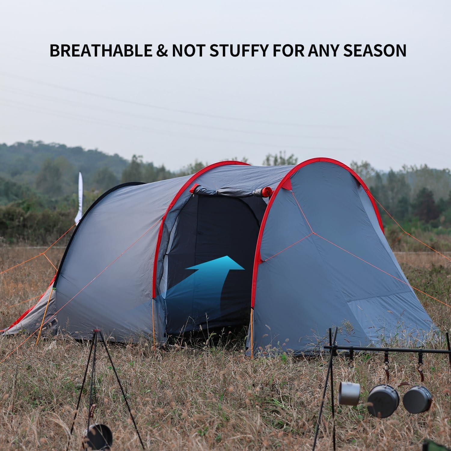 Carpa para 2 Personas StableEase Gris Impermeable para Camping