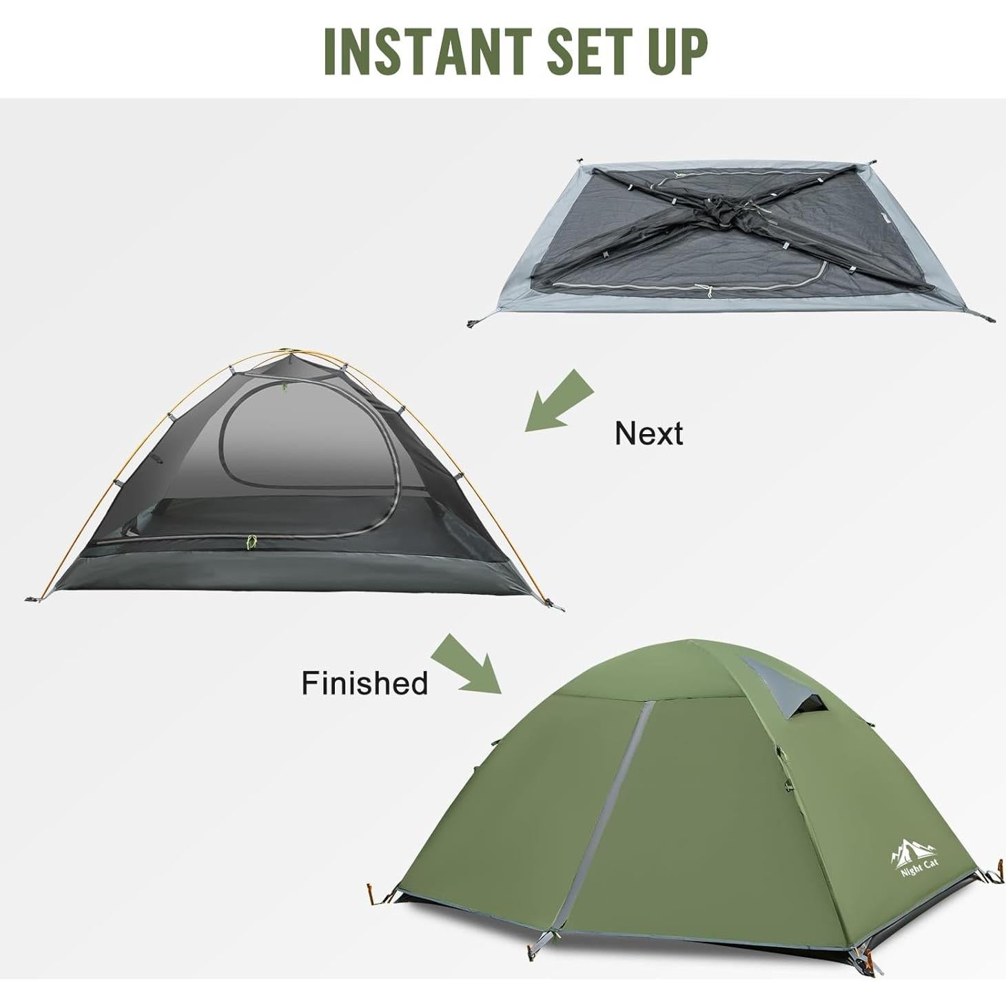 Tienda de Camping Night Cat ZP-08-AGN para 2 Personas Impermeable