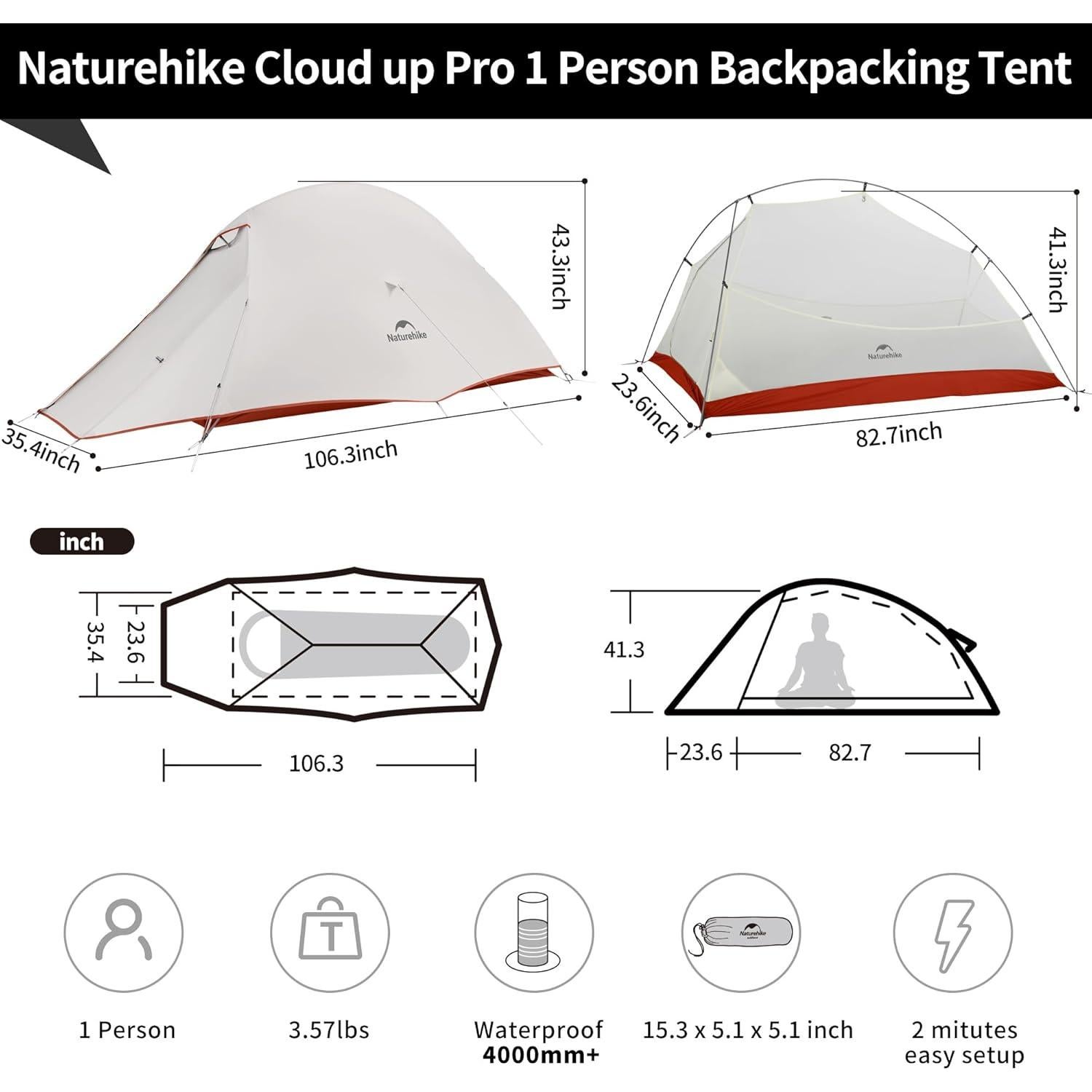 Carpa Ultraligera Naturehike Cloud-Up 1 Persona Impermeable