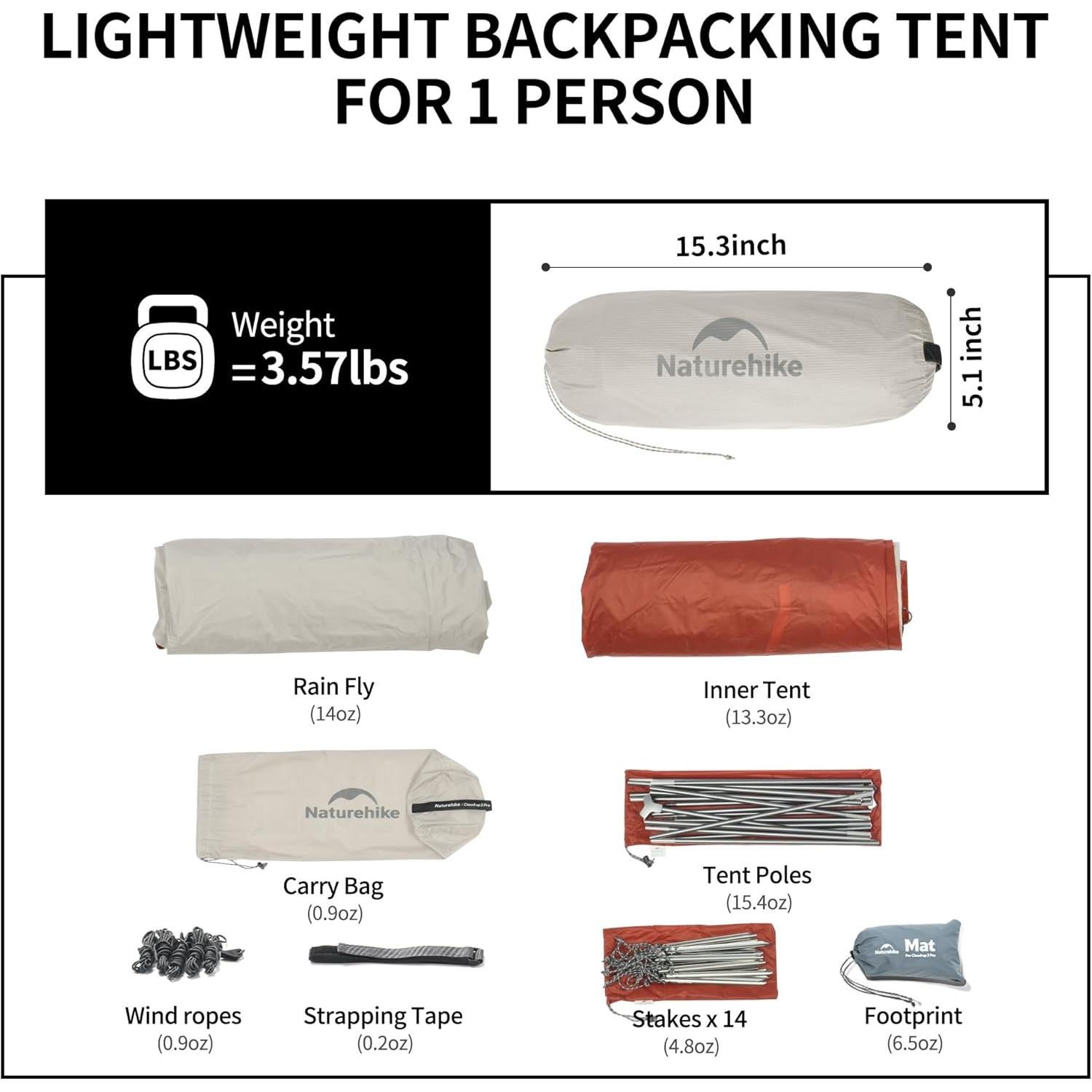 Carpa Ultraligera Naturehike Cloud-Up 1 Persona Impermeable