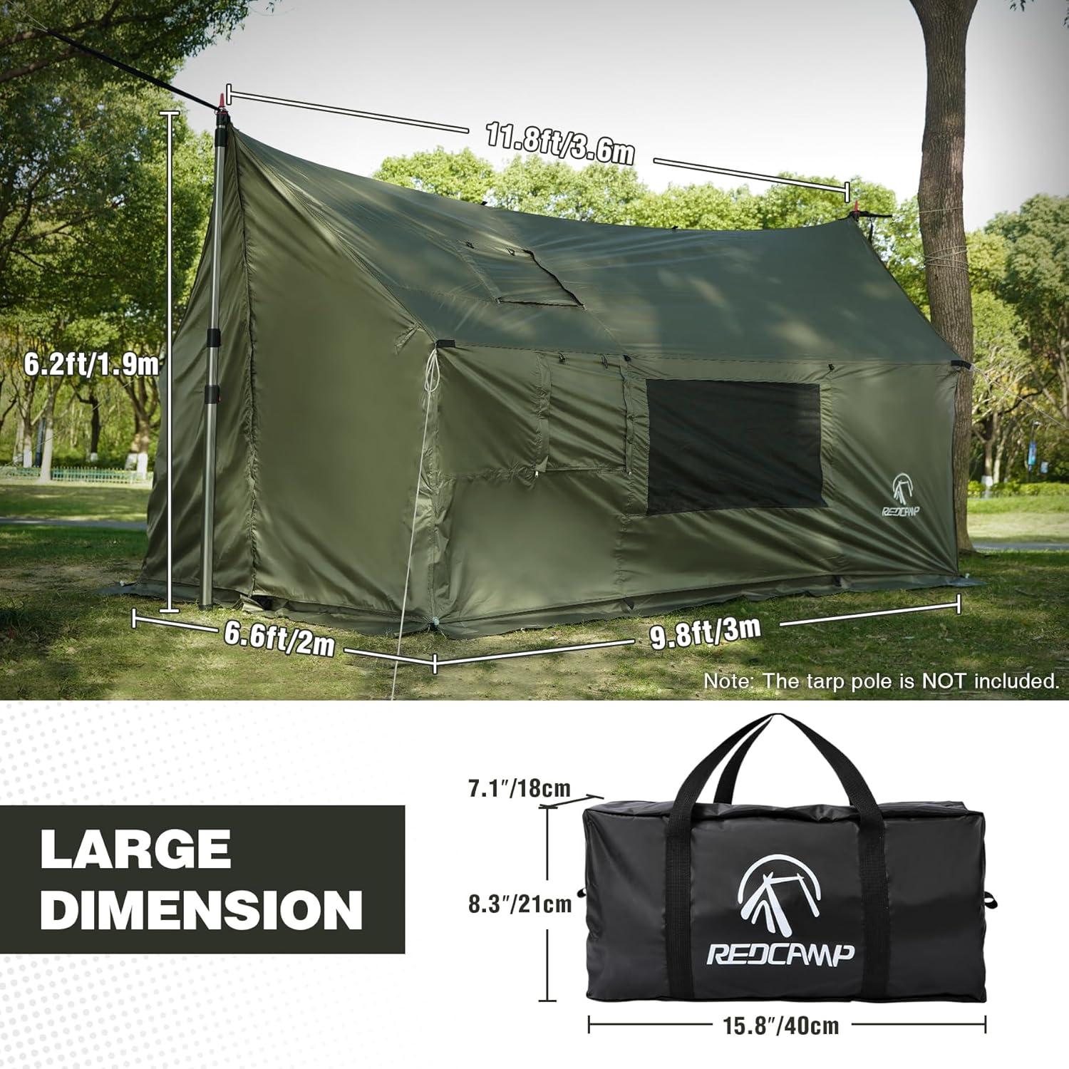 Tienda de Camping REDCAMP 4 Estaciones 3.6x2.0m Verde Militar