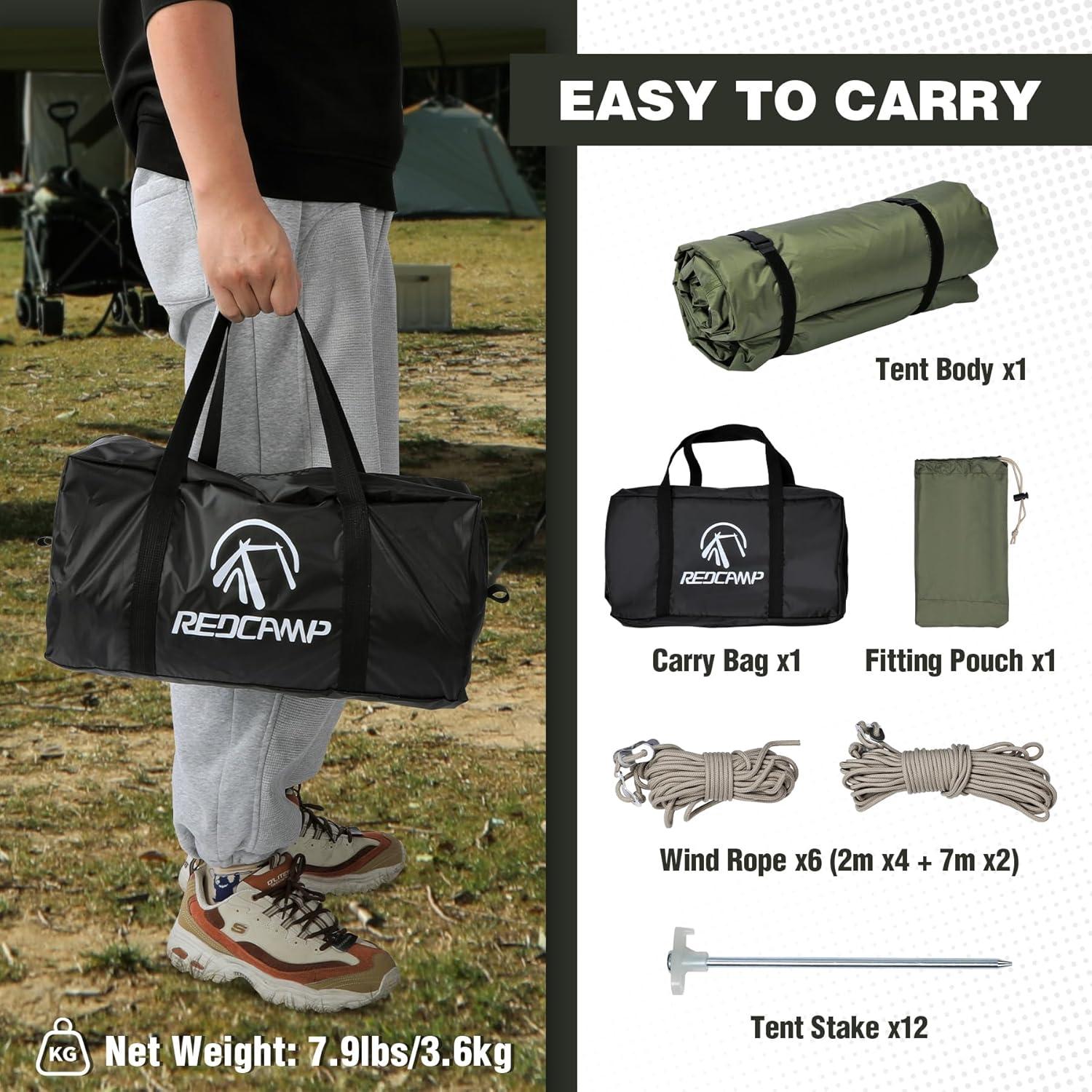 Tienda de Camping REDCAMP 4 Estaciones 3.6x2.0m Verde Militar