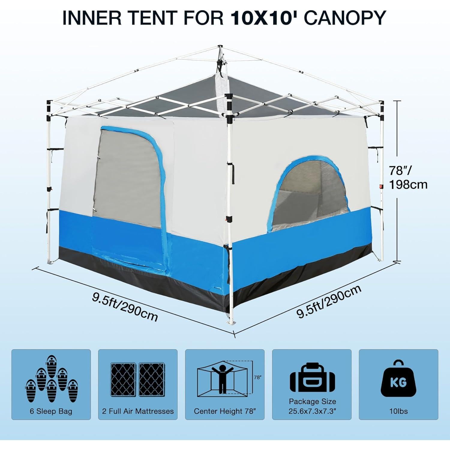 Tienda Interior de Camping REDCAMP 2.99x3.02m para 4-6 Personas