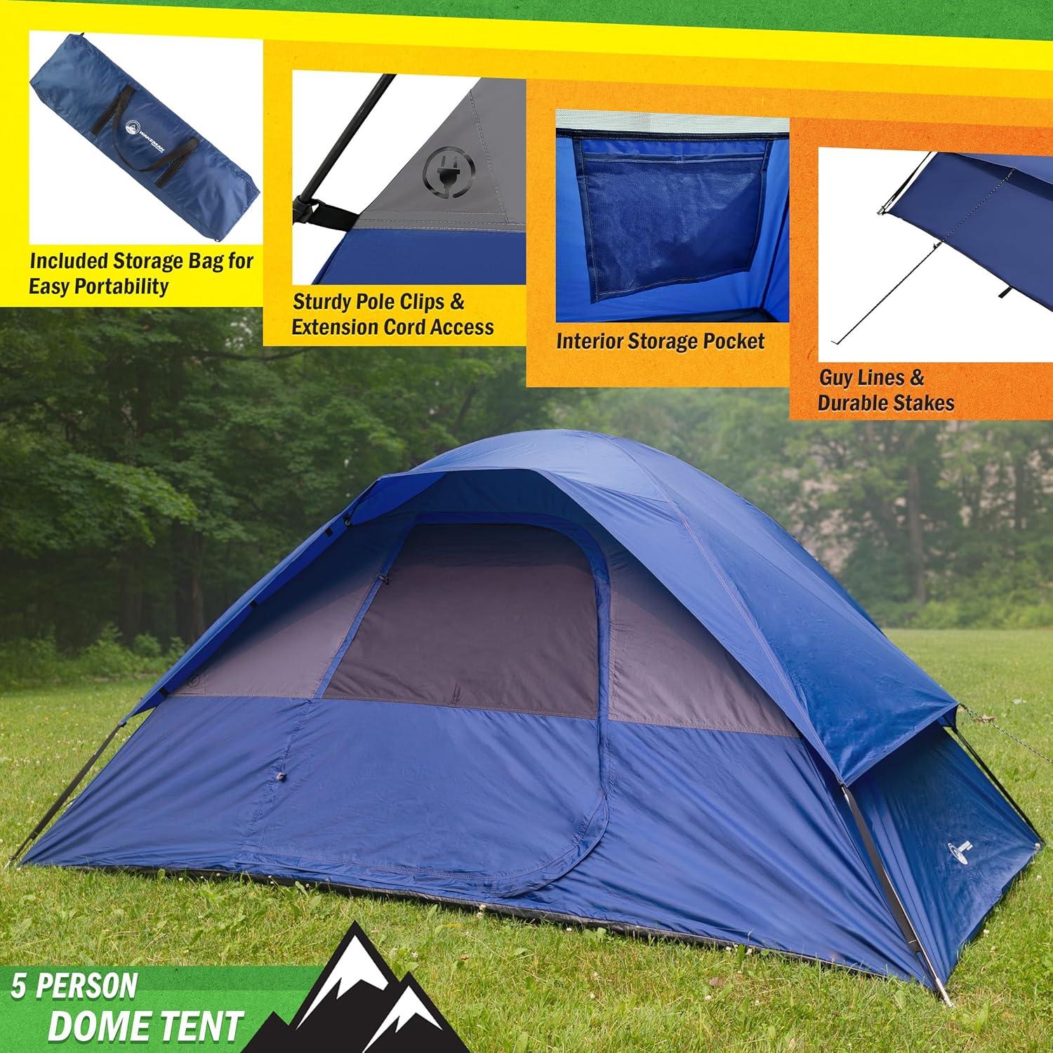 Carpa Familiar para Camping Wakeman 5 Personas Impermeable