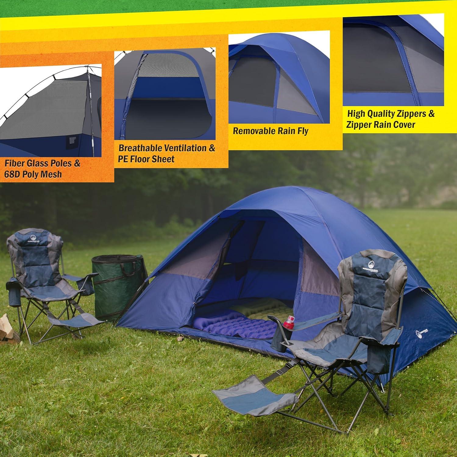 Carpa Familiar para Camping Wakeman 5 Personas Impermeable