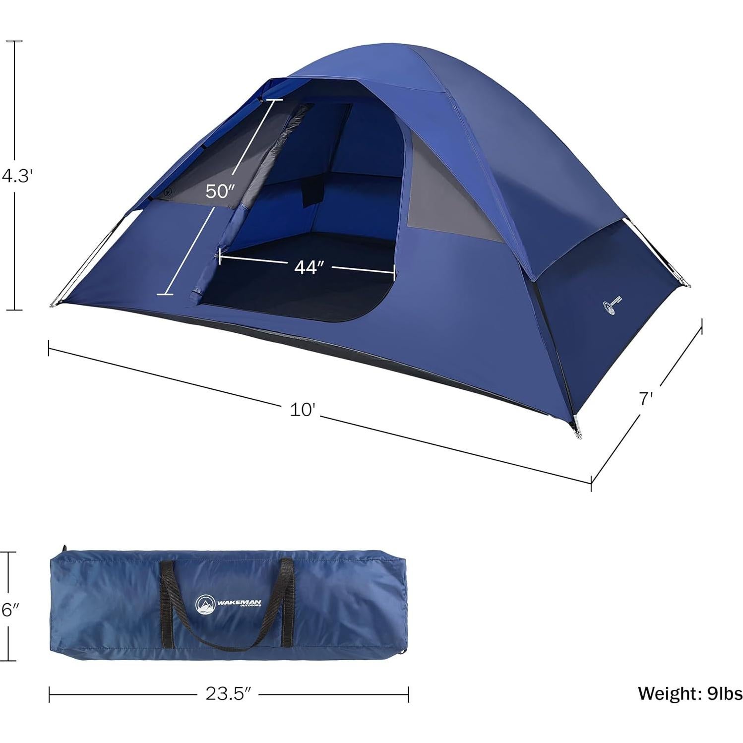 Carpa Familiar para Camping Wakeman 5 Personas Impermeable