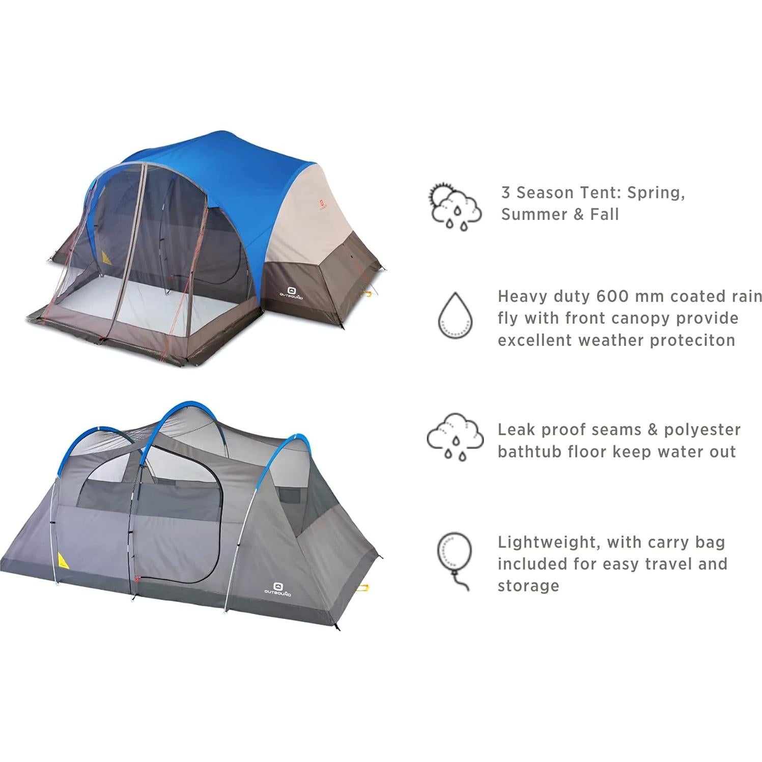 Carpa Domo para Camping OUTBOUND 8 Personas Impermeable