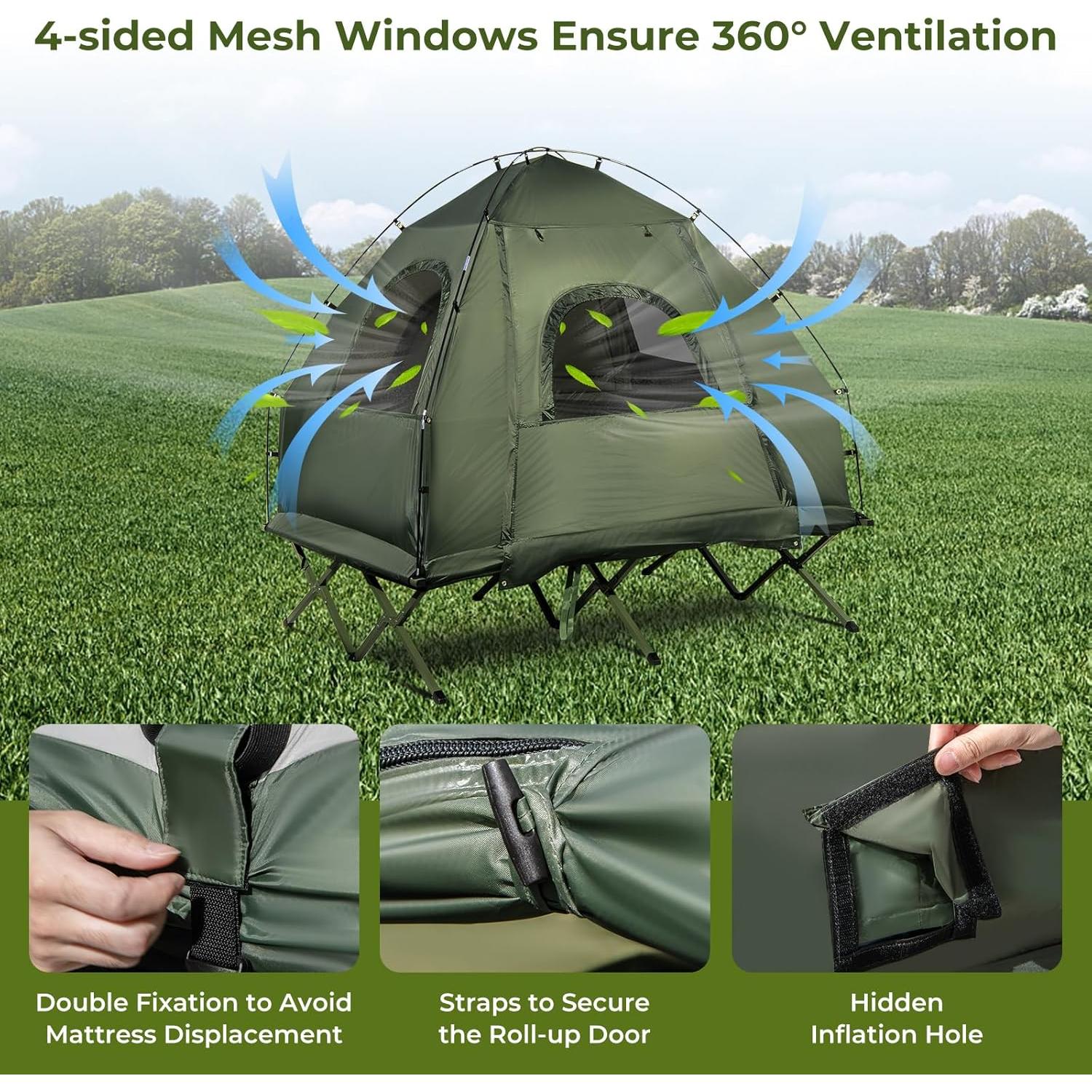 Tienda de Camping LDAILY Cot 5 en 1 para 2 Personas