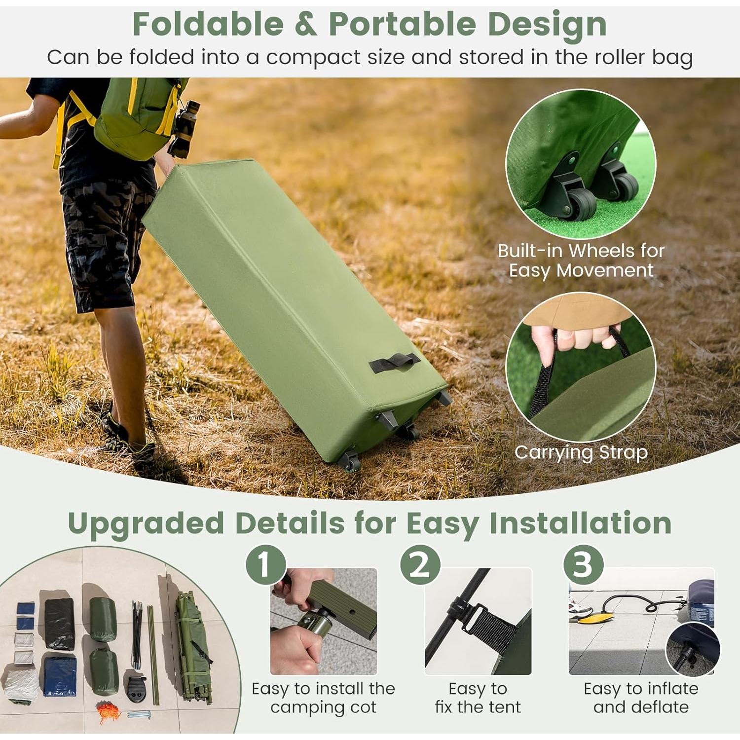 Tienda de Camping LDAILY Cot 5 en 1 para 2 Personas