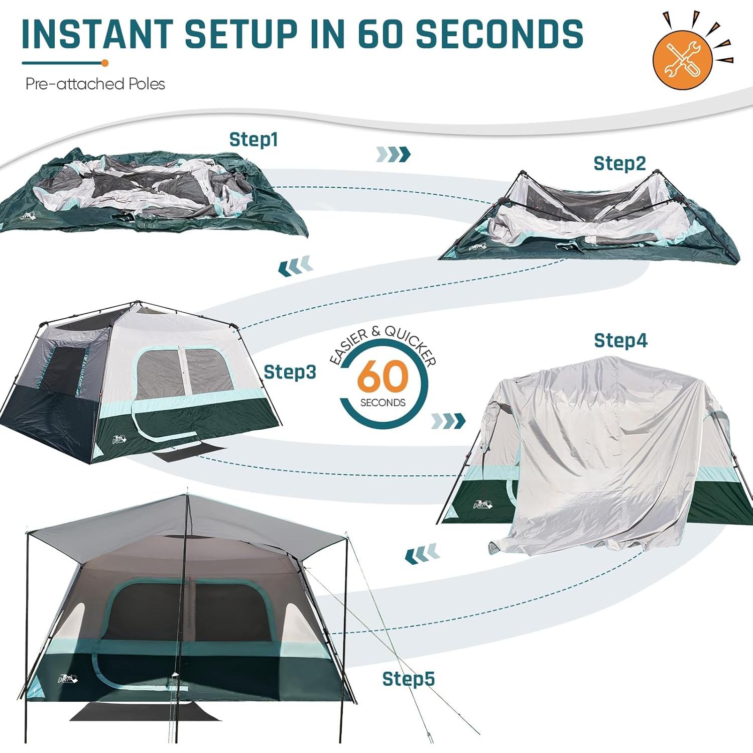 Carpa de Camping DMH OUTDOORS KC-80038-20-GYGR para 8 Personas