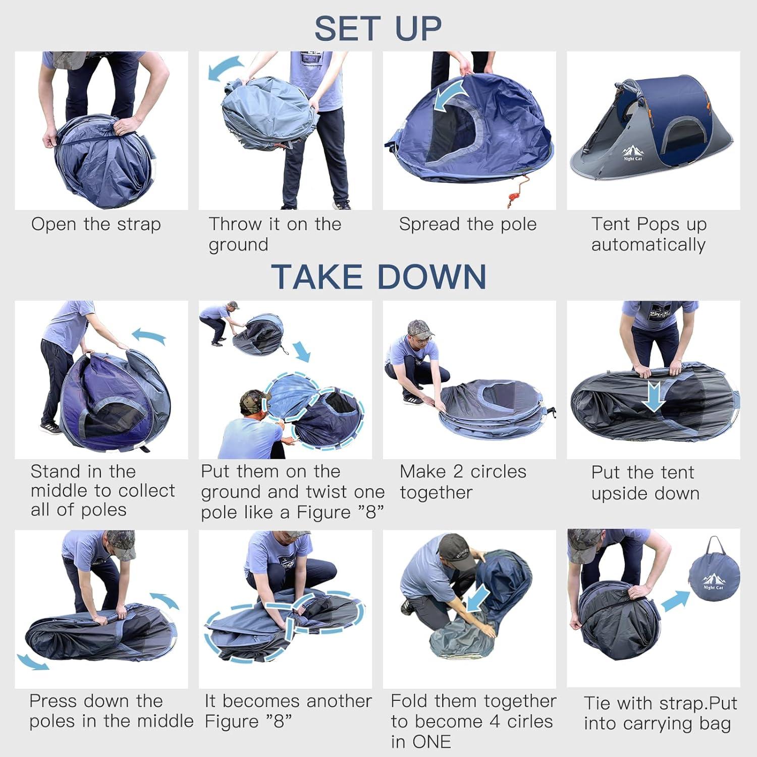 Tienda de Camping Pop-up Night Cat ZP-32-1P-BLU 1 Persona Azul