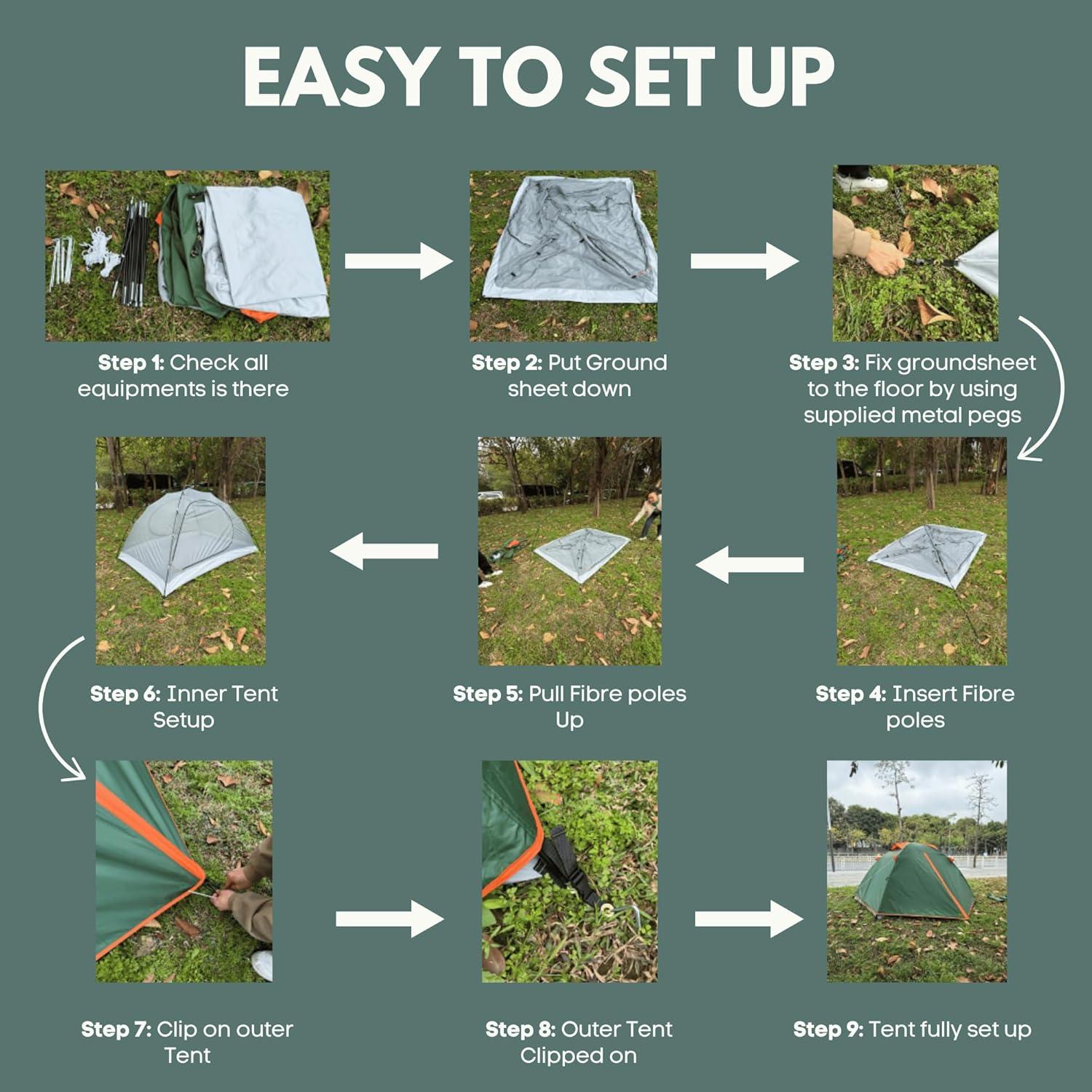 Tienda de Camping Oasis Cove para 2 Personas Impermeable 3 Temporadas