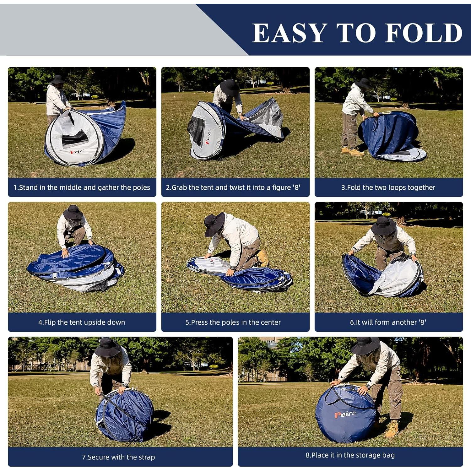 Carpa Pop Up Peirhw para 2-4 Personas, Impermeable y Rápido Montaje