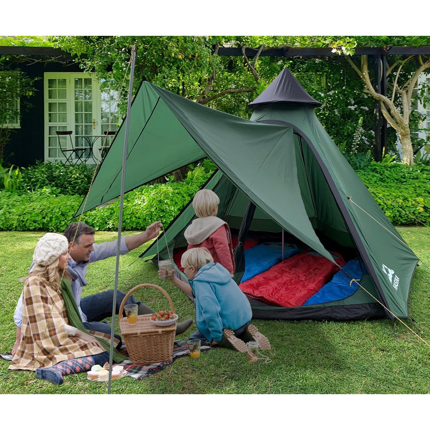 Carpa de Camping HASIKA JD024 para 4 Personas Doble Capa Impermeable