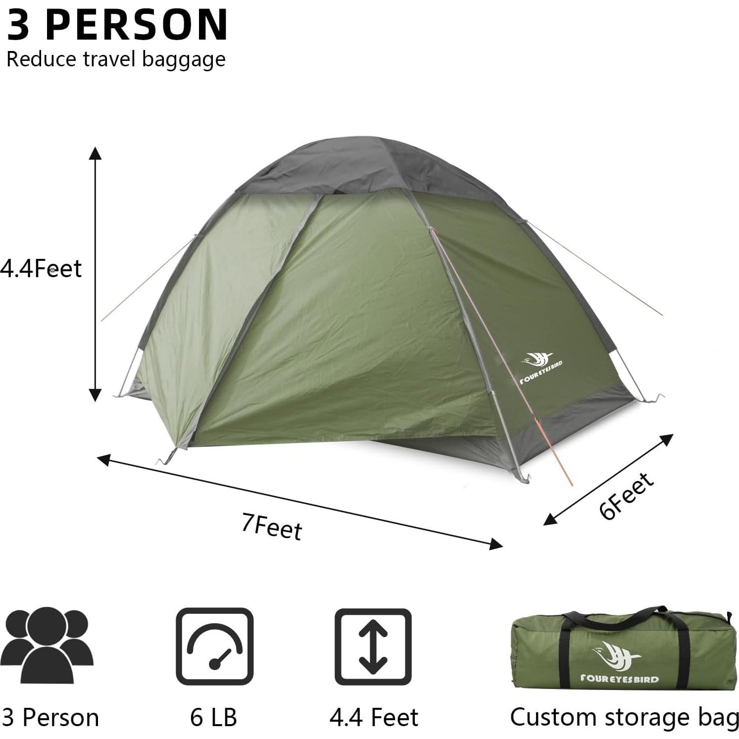 Tienda de mochilero impermeable Arctic Lemmings 3 personas 2.13x1.83m