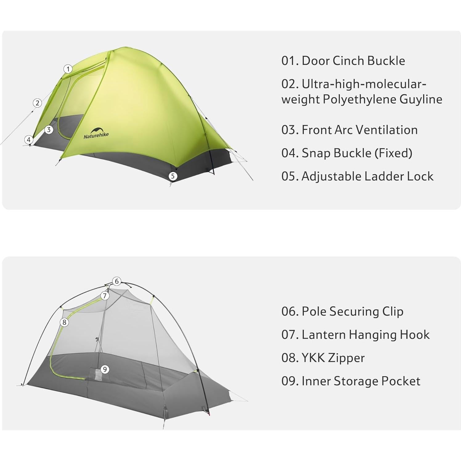 Tienda de Camping Naturehike Star Trail 1 Persona 1.04kg