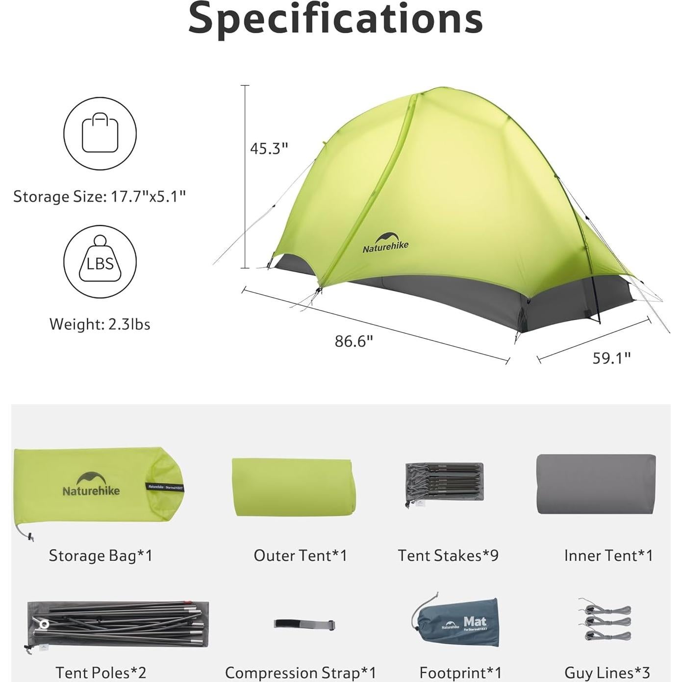 Tienda de Camping Naturehike Star Trail 1 Persona 1.04kg