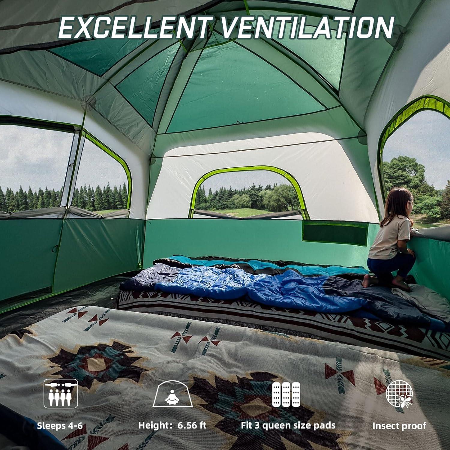 Carpa de Camping JELUCAMP JLP-8817 para 6 Personas Impermeable