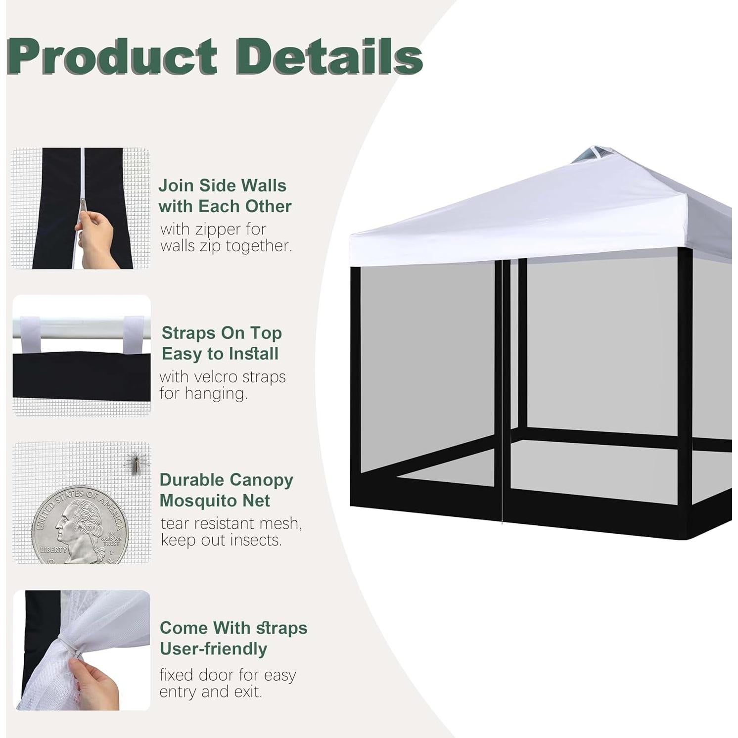 Malla de Reemplazo JANCANOPY 10x10 para Carpa Lateral Negra