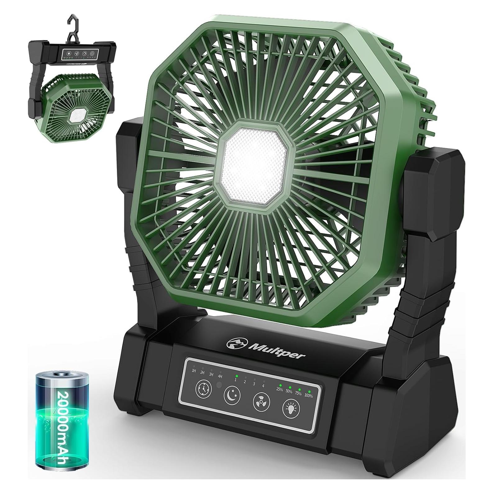 Ventilador de Camping Recargable 20000mAh Multper con Linterna LED