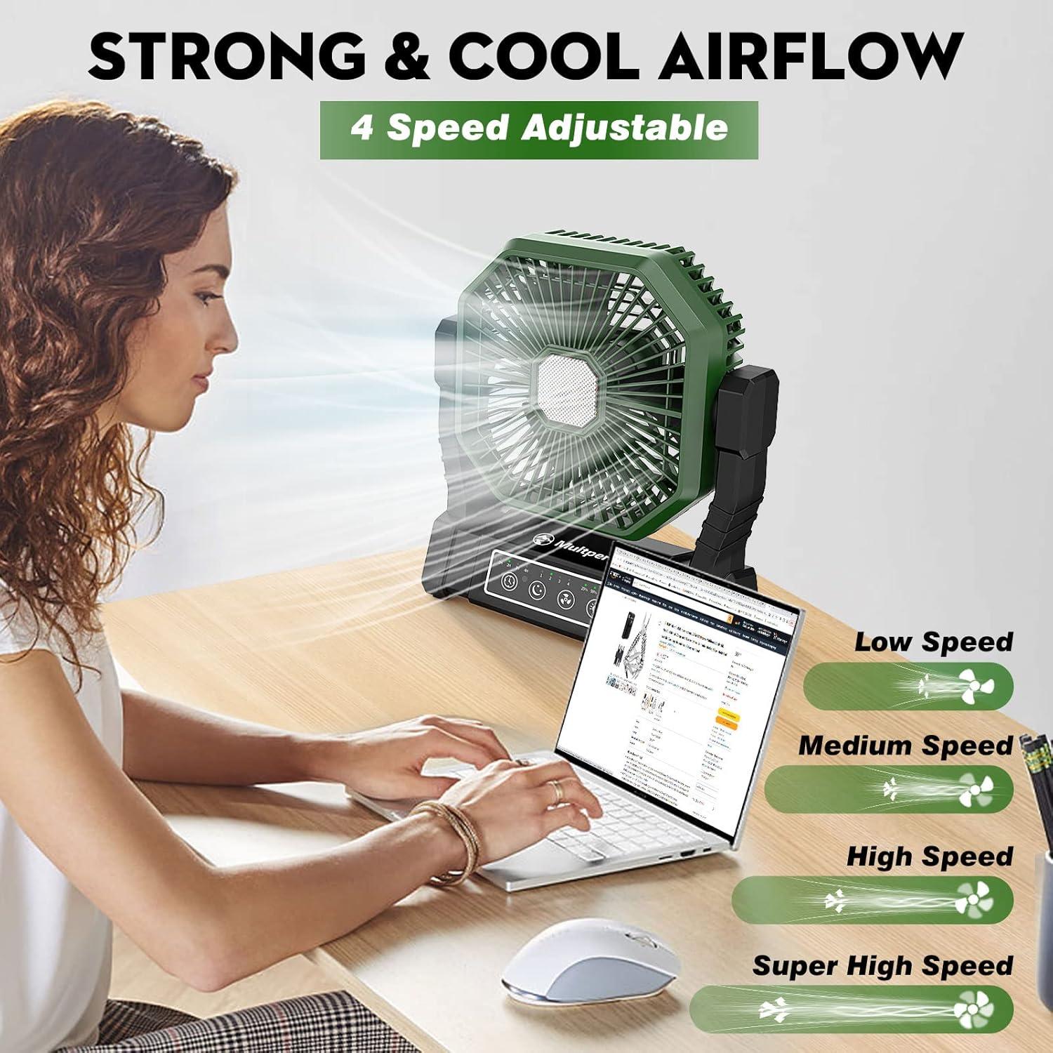 Ventilador de Camping Recargable 20000mAh Multper con Linterna LED