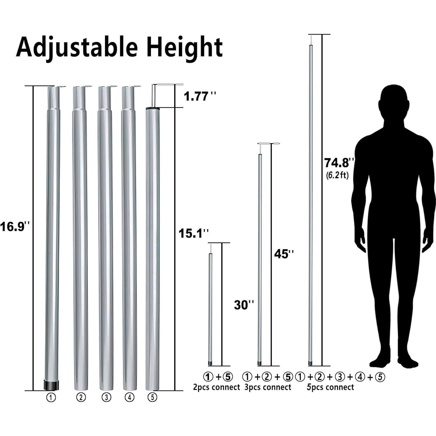 Kit de Reparación de Poste de Carpa HASIKA Ajustable 76.2 a 189.9 cm