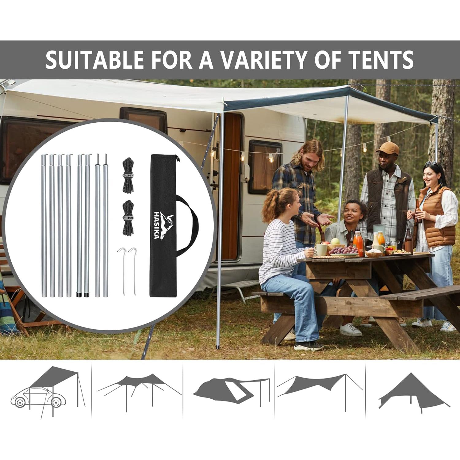 Kit de Reparación de Poste de Carpa HASIKA Ajustable 76.2 a 189.9 cm