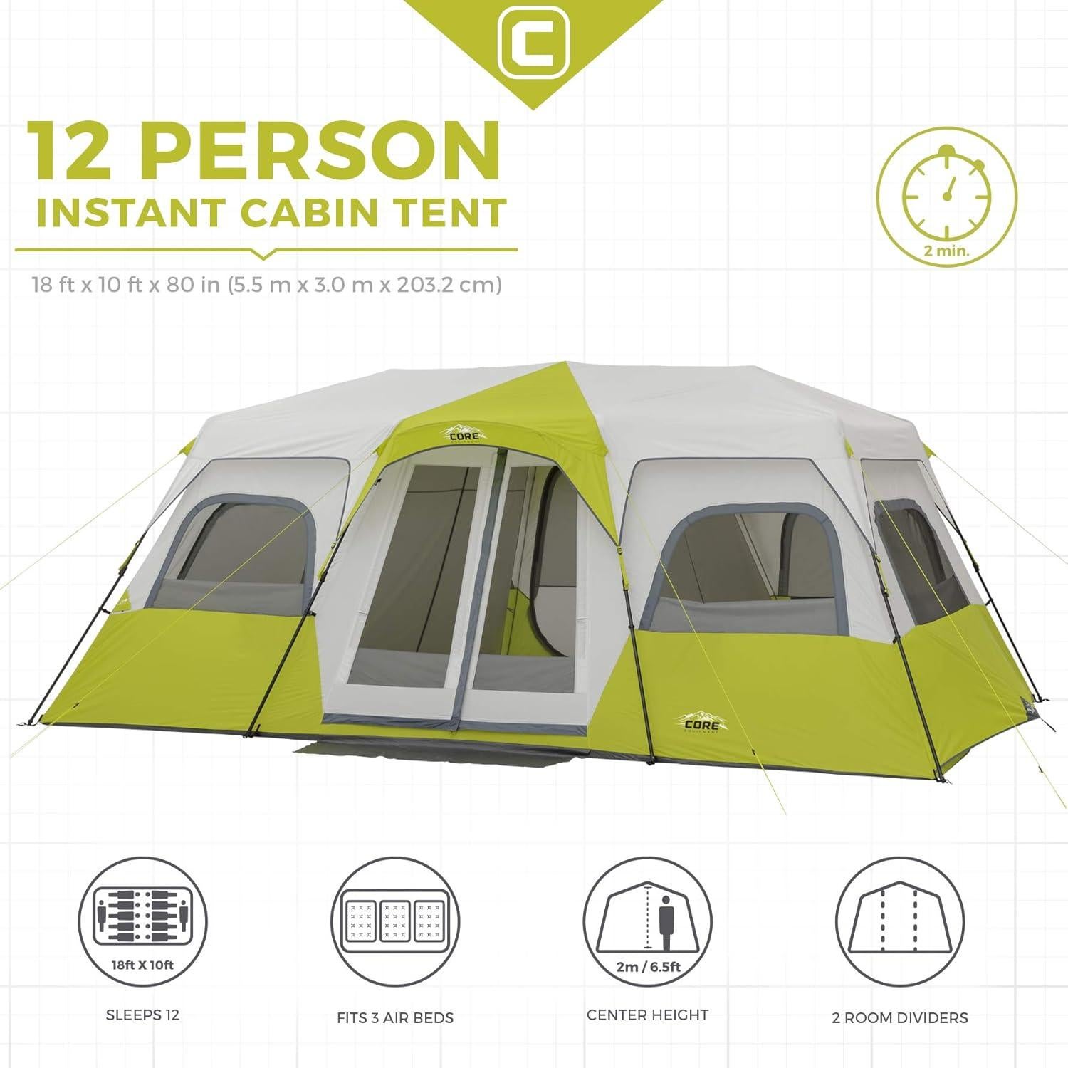 Carpa Instantánea para 12 Personas CORE con Base y Kit