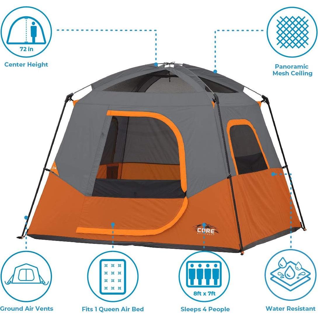 Carpa de Camping CORE para 4 Personas con Base y Kit