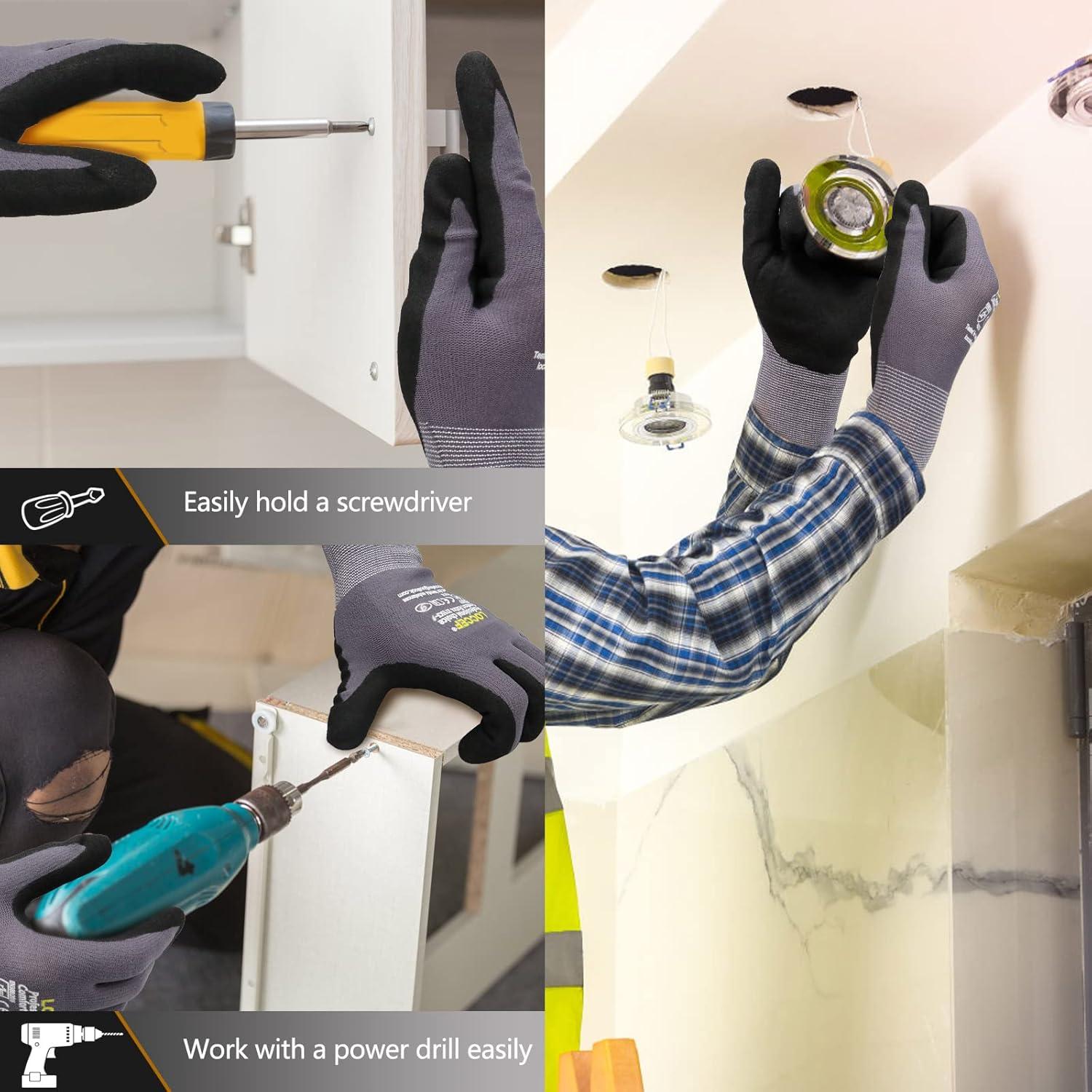 Guantes de Trabajo LOCCEF Nitrilo MicroFoam Grises 6 Pares