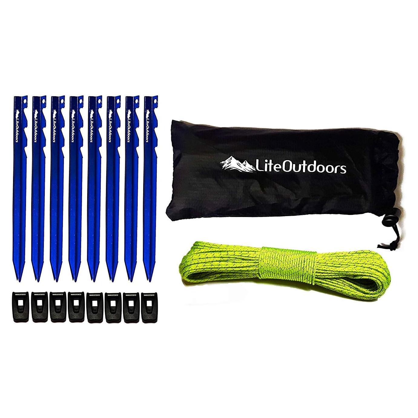 Kit de Estacas Ultraligeras LiteOutdoors - 8 Estacas Aluminio 17.8 cm