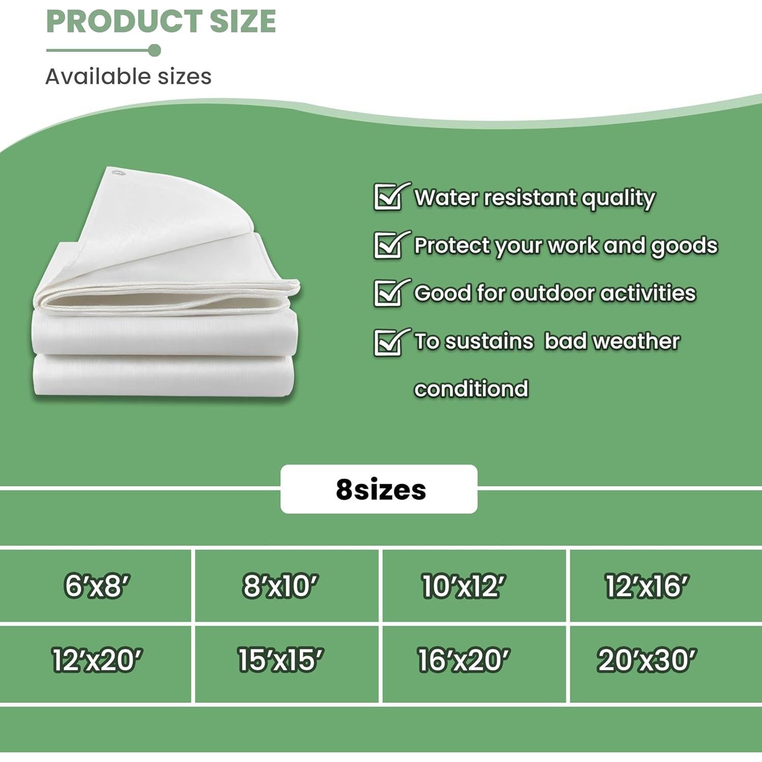 Lona Impermeable SUMORISE 3.05m x 3.66m Blanca 9mil