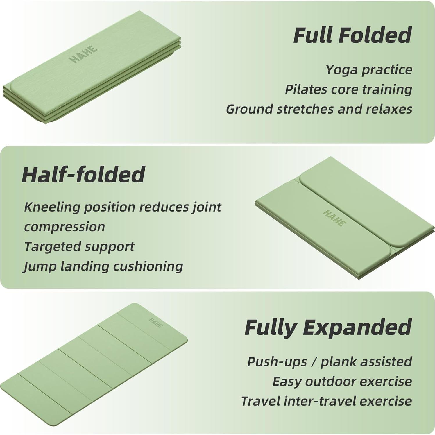 Colchoneta de Yoga Plegable HAHE Verde 188x81cm Antideslizante