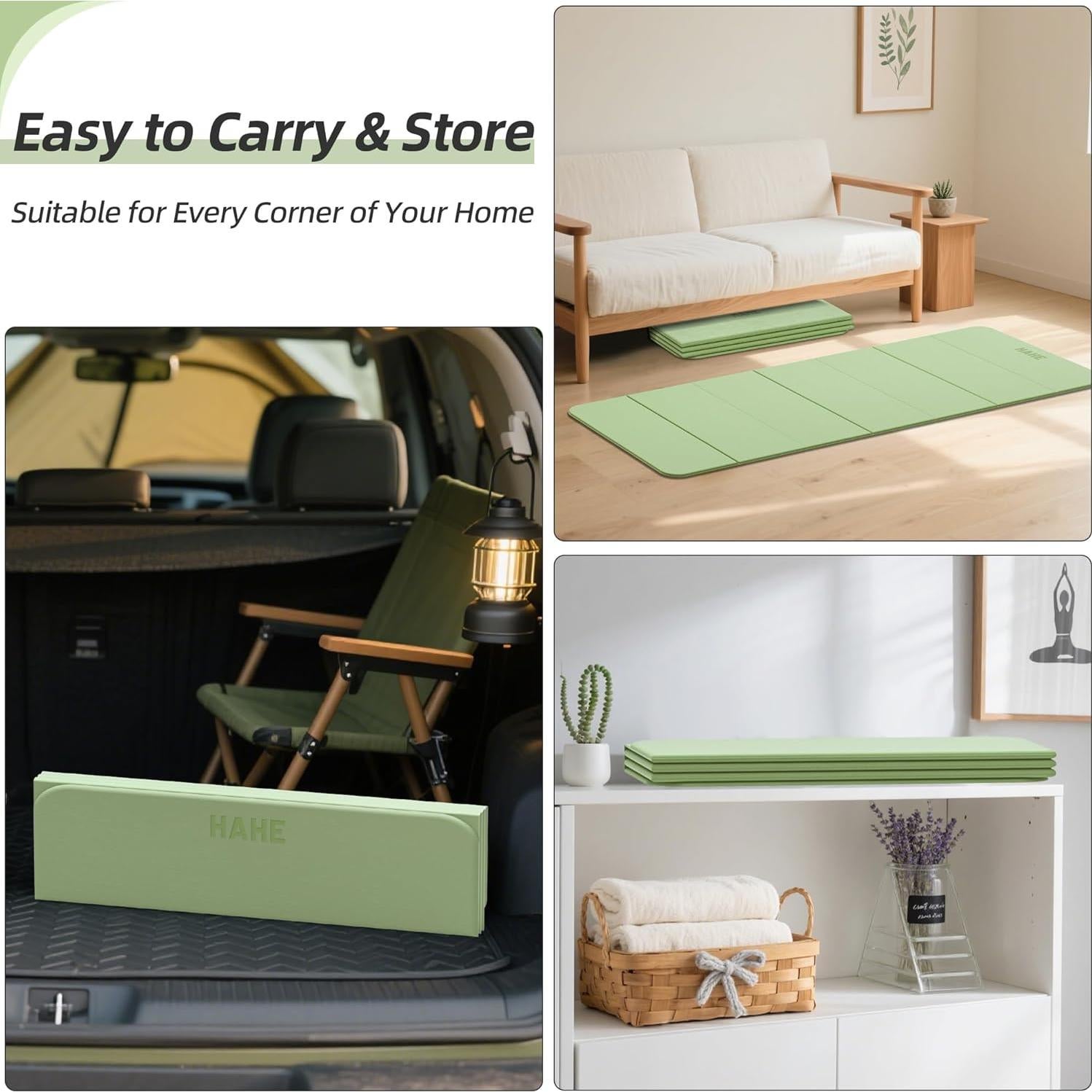 Colchoneta de Yoga Plegable HAHE Verde 188x81cm Antideslizante