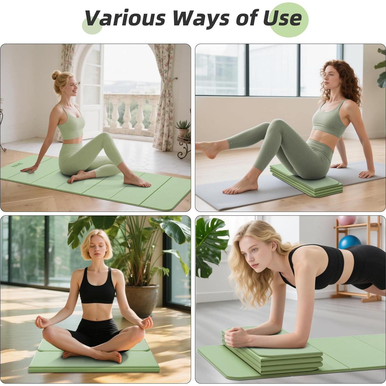Colchoneta de Yoga Plegable HAHE Verde 188x81cm Antideslizante