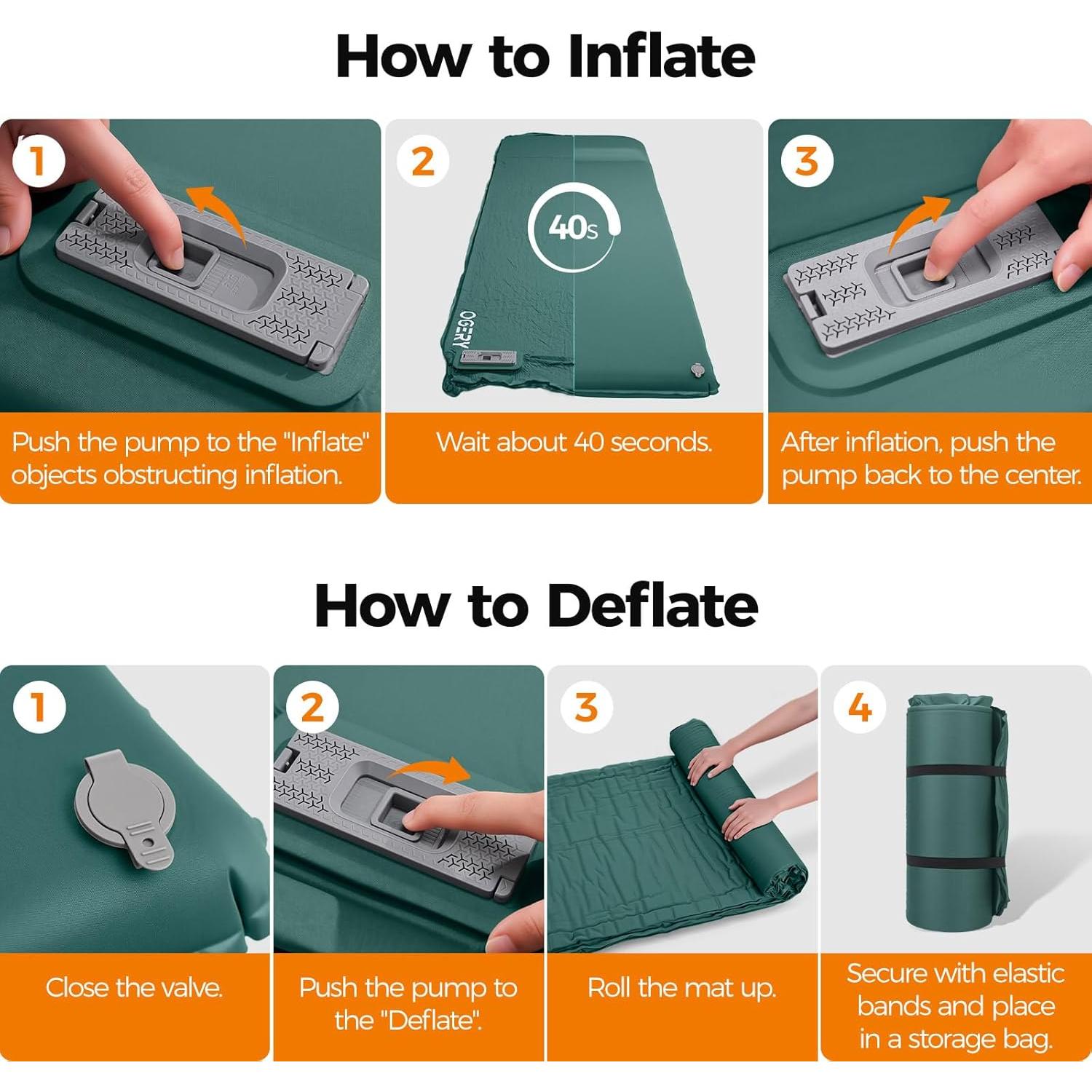 Almohadilla de Dormir Autoinflable OGERY 8 cm con Bomba Eléctrica