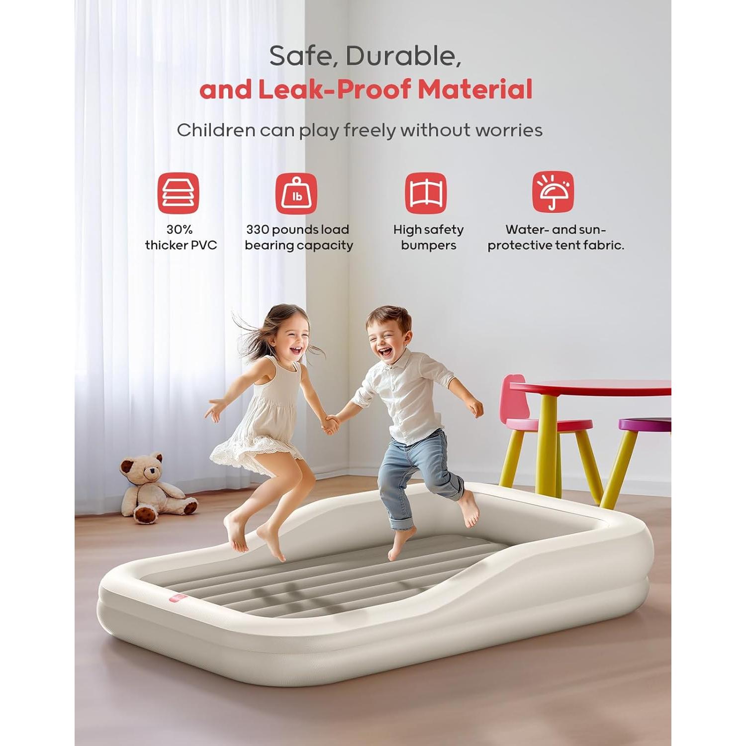 Cama de viaje inflable QPAU para niños con tienda y bomba