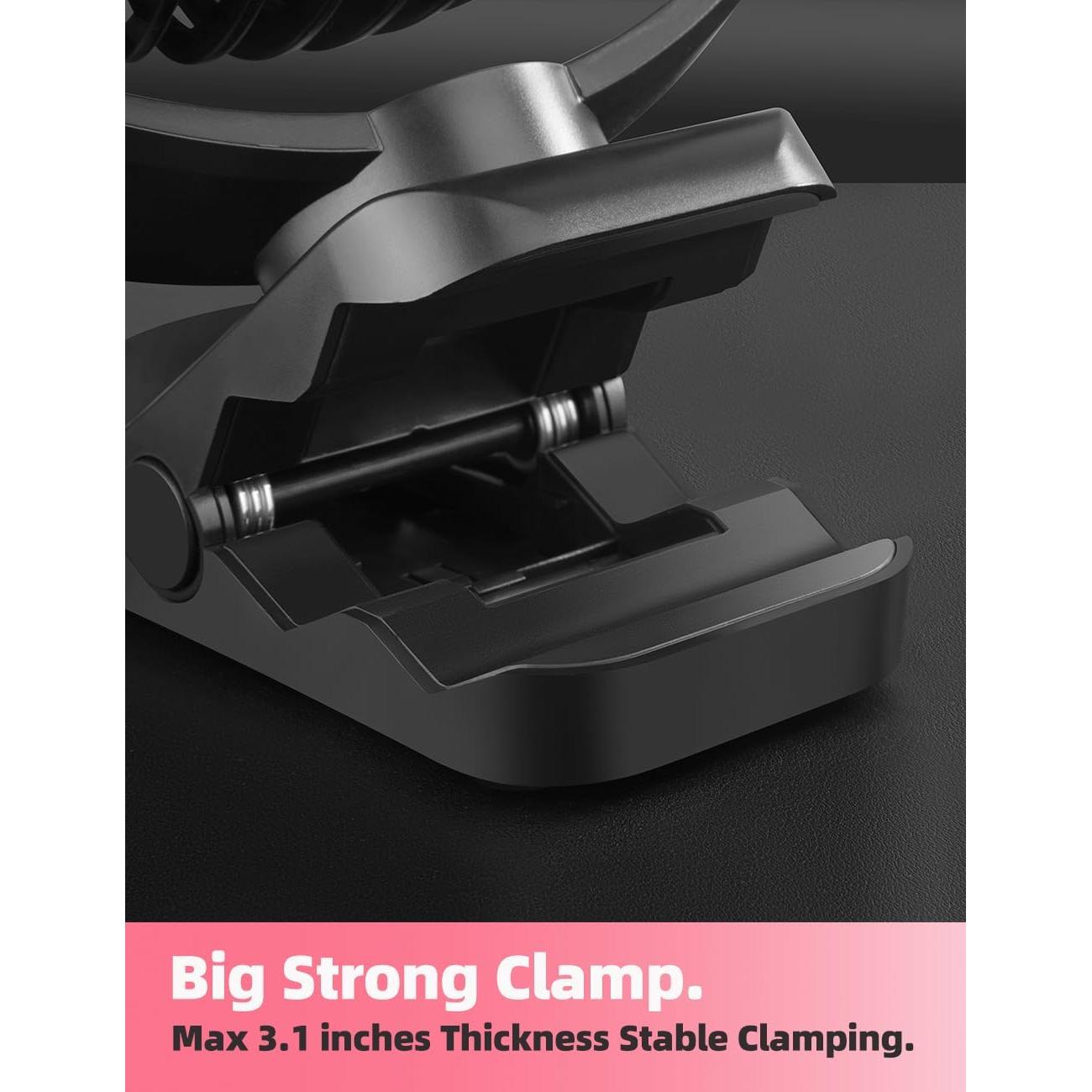 Ventilador Clip Portátil Recargable VANPRT 8'' Negro 10000mAh