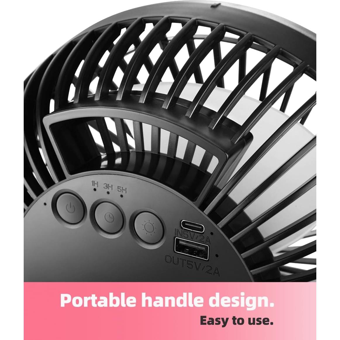 Ventilador Clip Portátil Recargable VANPRT 8'' Negro 10000mAh