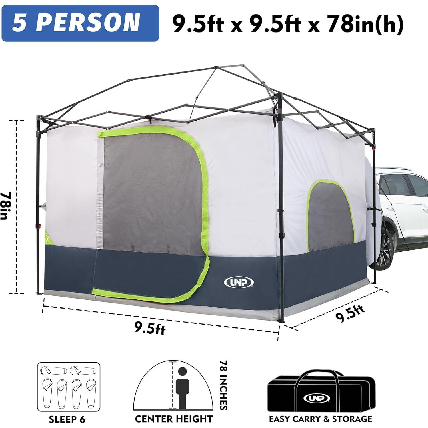 Tienda Interior para Coche UNP 2.9x2.9m Azul Oscuro