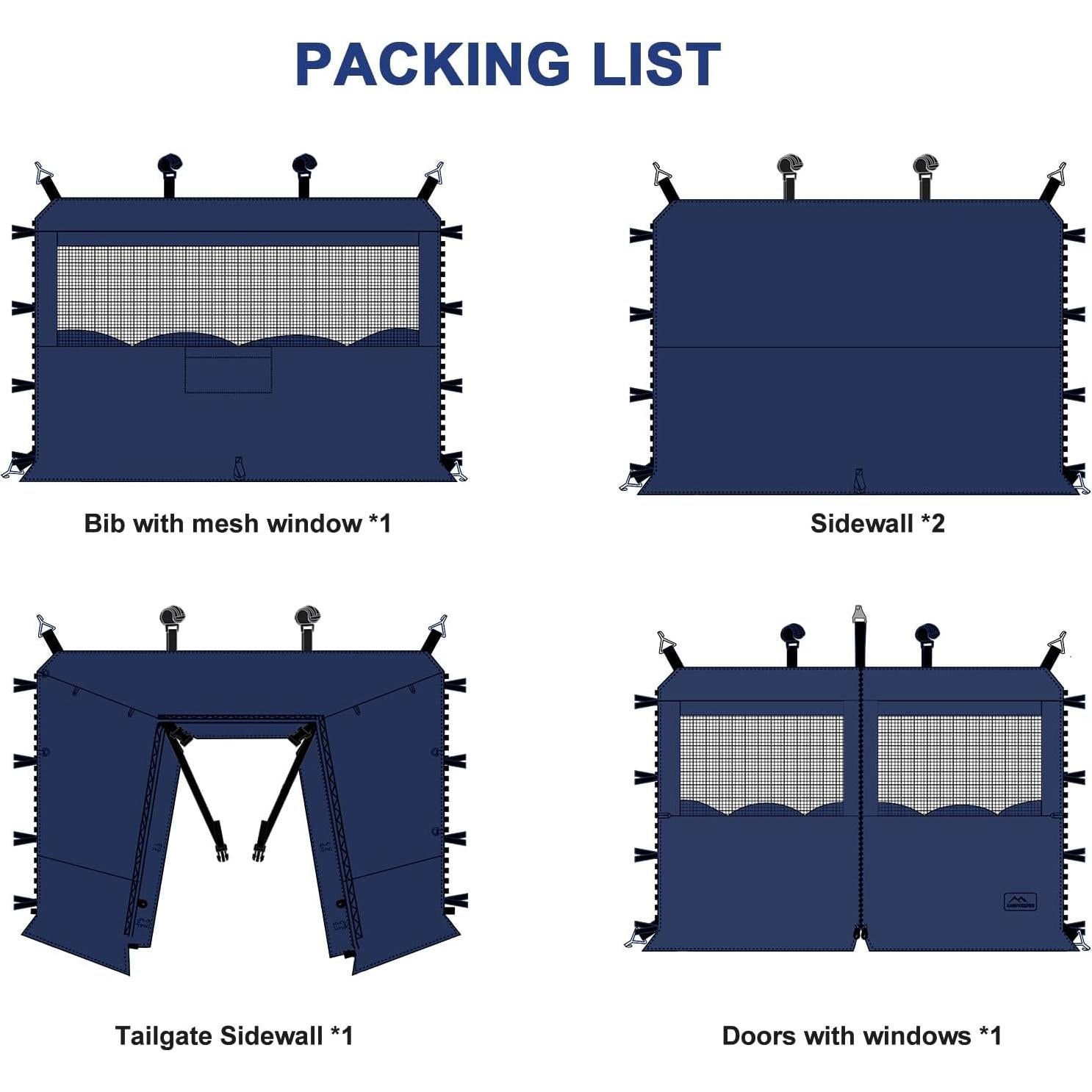 KAMPKEEPER Paredes Laterales para Carpa 10x10m Azul Marino