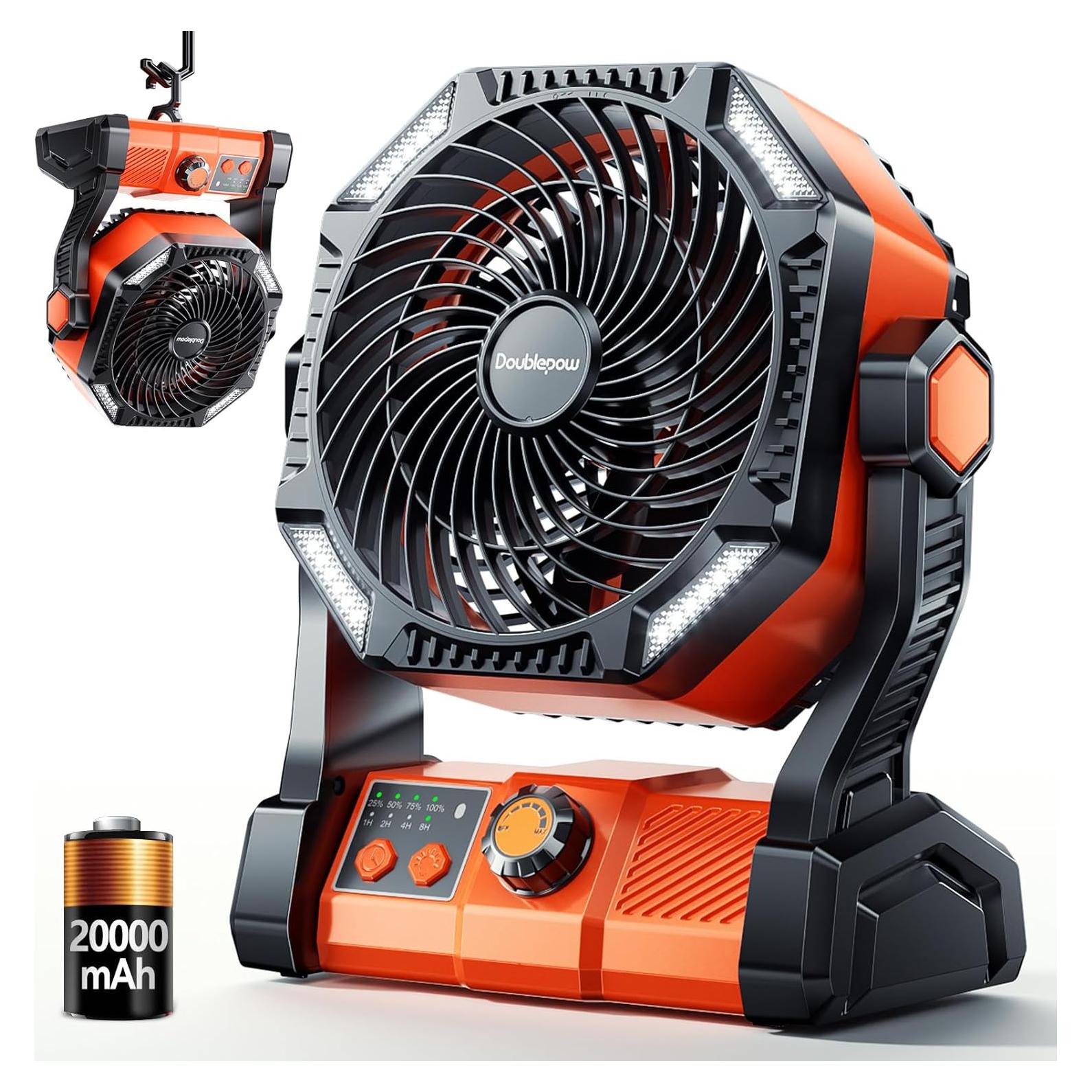 Ventilador de Camping Doublepow D23 con Luz LED y Batería 20000mAh
