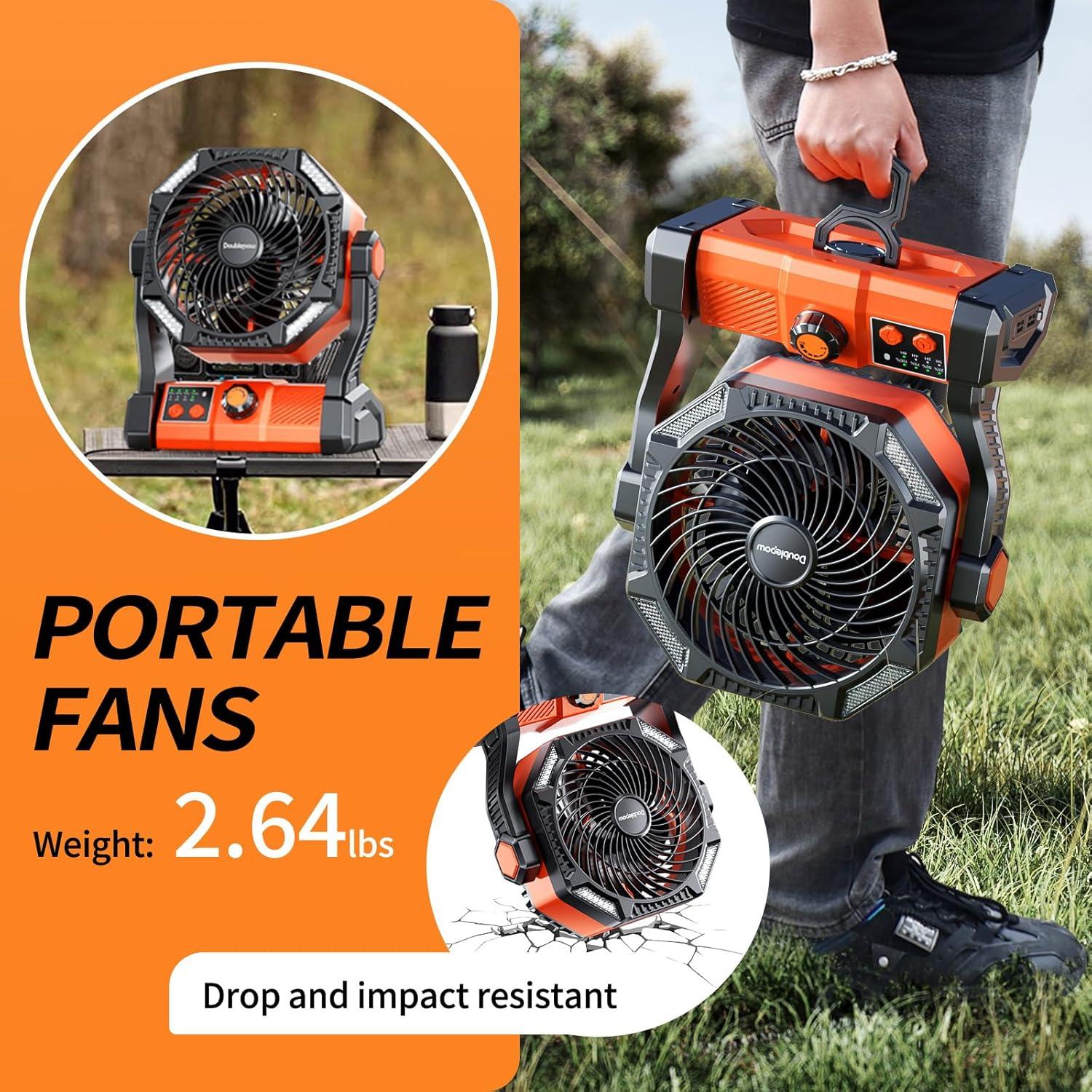 Ventilador de Camping Doublepow D23 con Luz LED y Batería 20000mAh