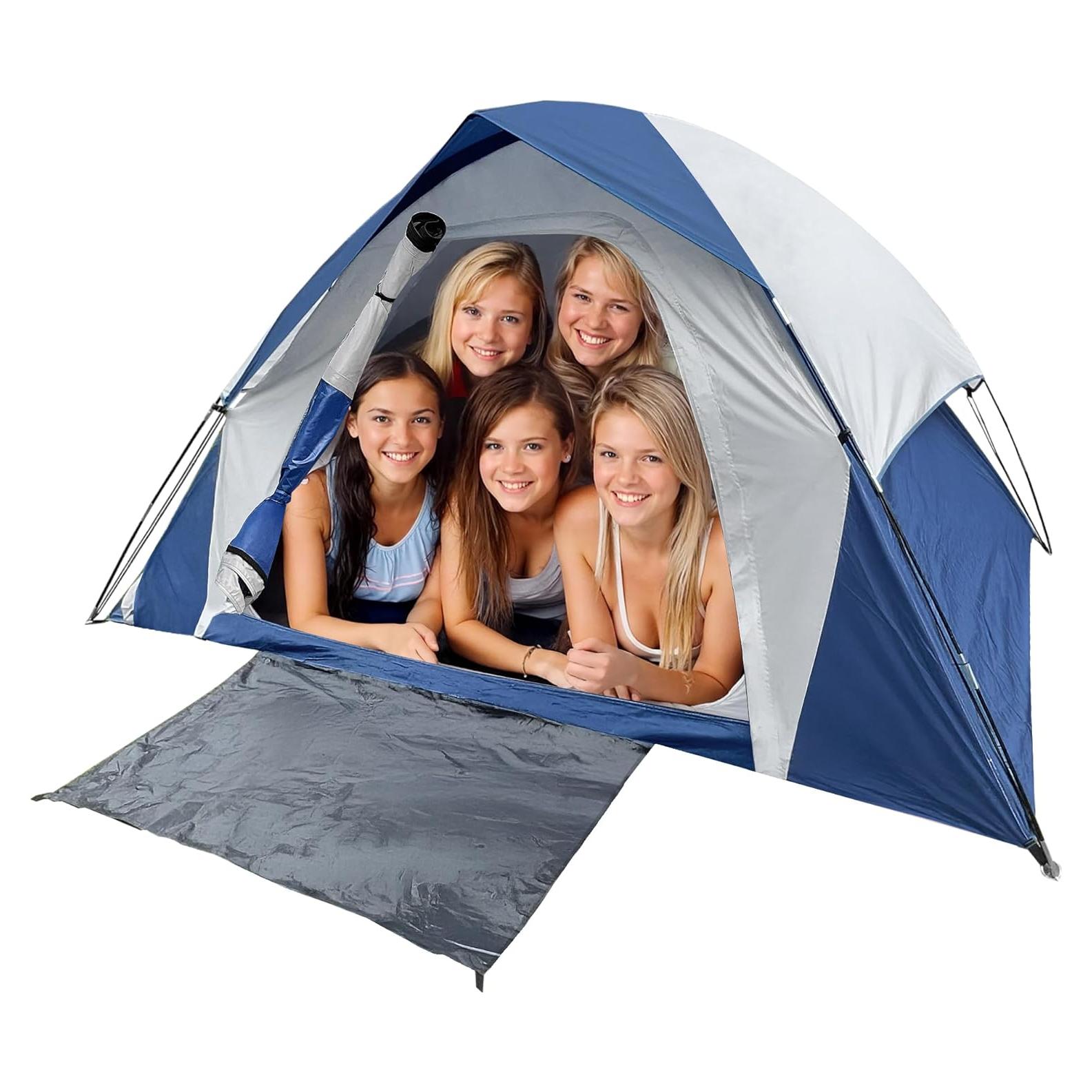 Carpa de Camping Domo XL para 6 Personas Impermeable Azul