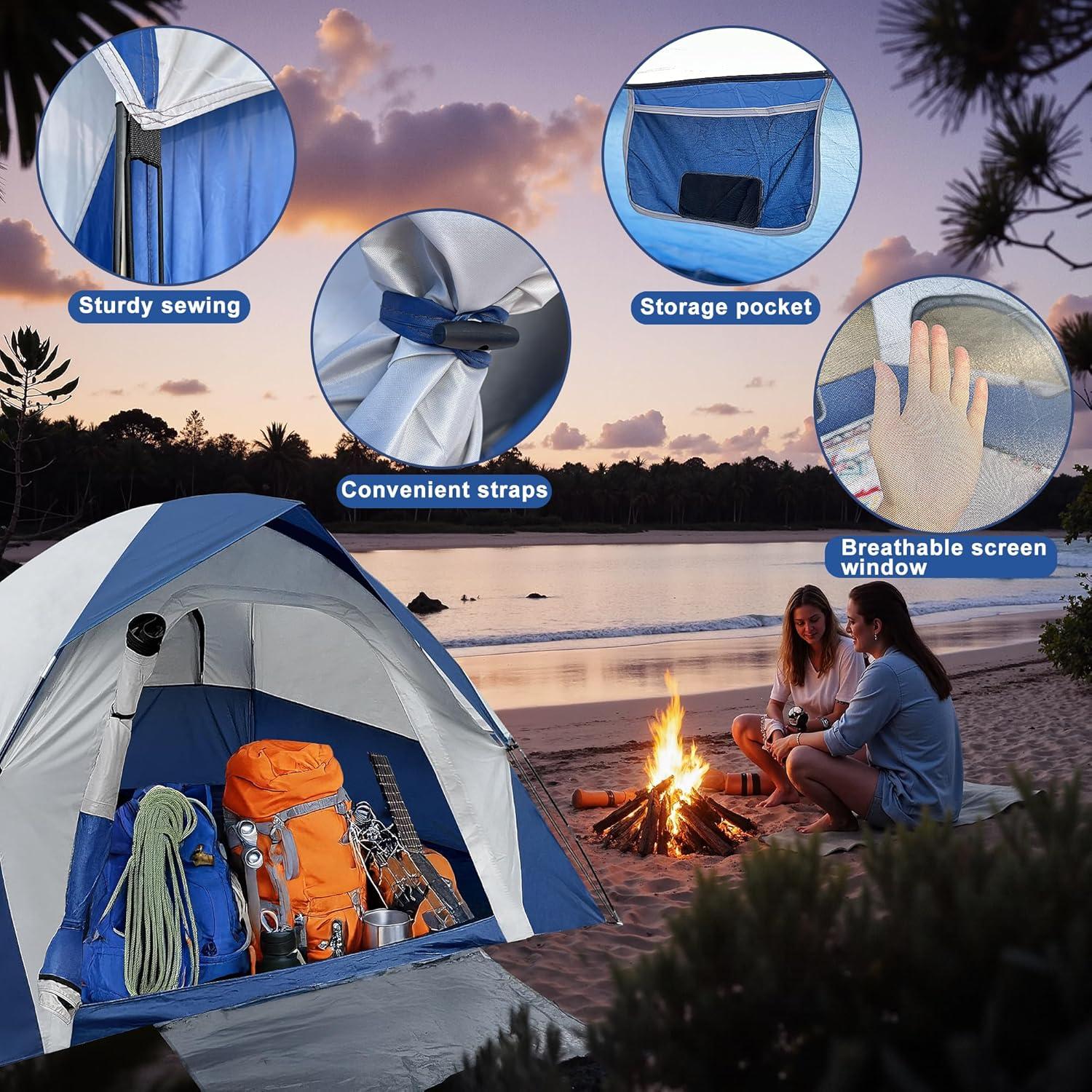 Carpa de Camping Domo XL para 6 Personas Impermeable Azul
