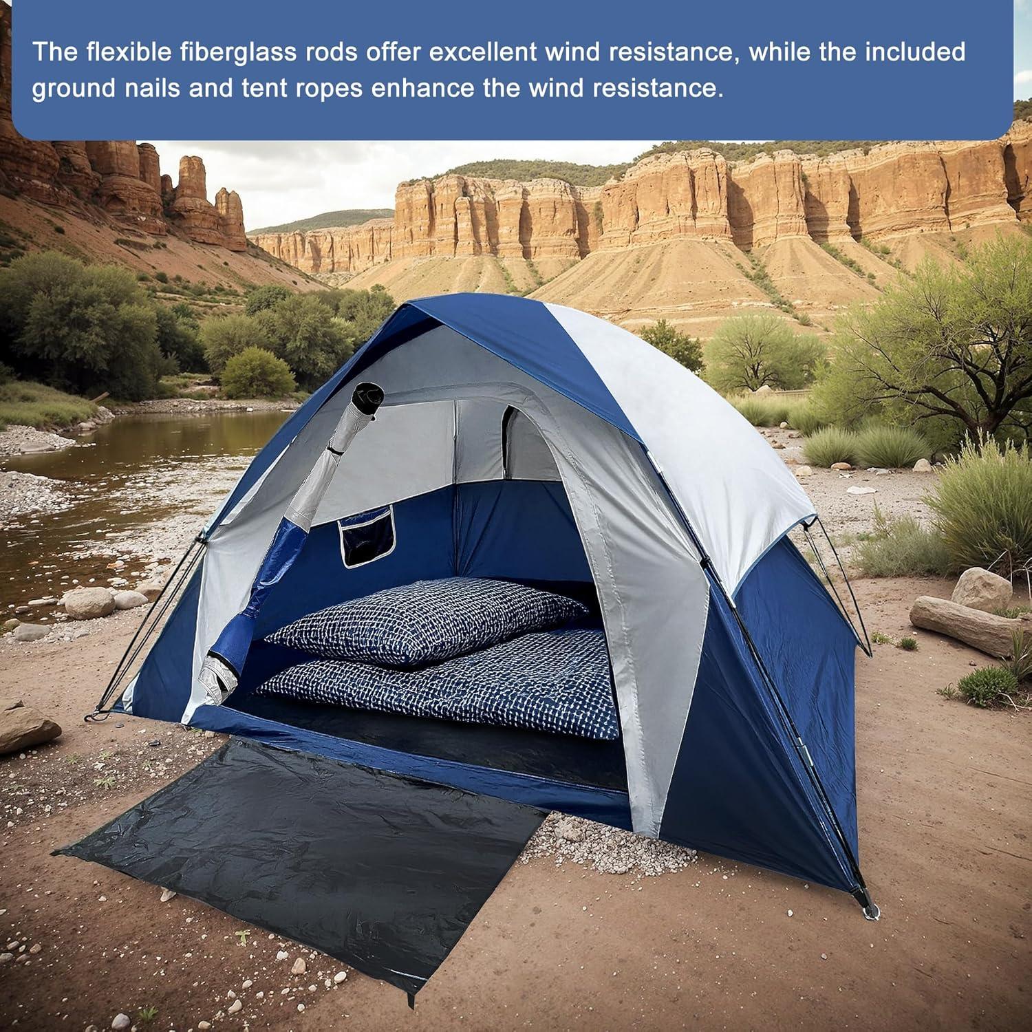 Carpa de Camping Domo XL para 6 Personas Impermeable Azul