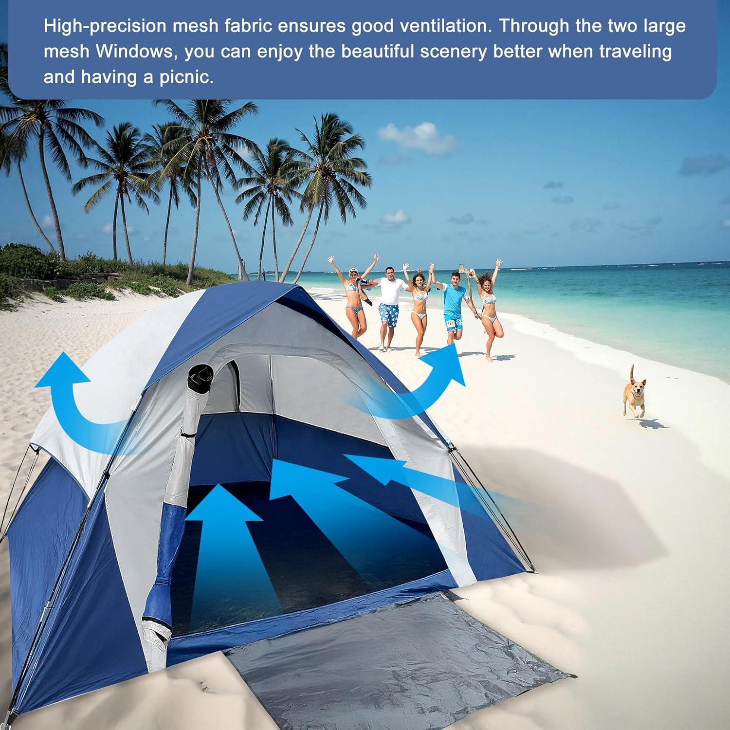 Carpa de Camping Domo XL para 6 Personas Impermeable Azul